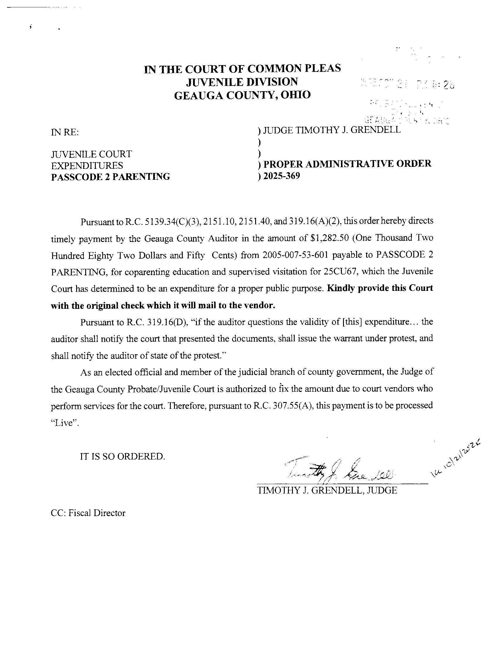Proper Administrative Order