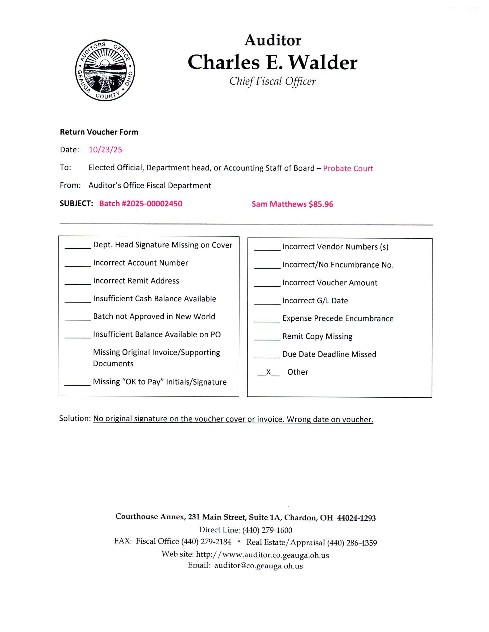 Return Voucher Form