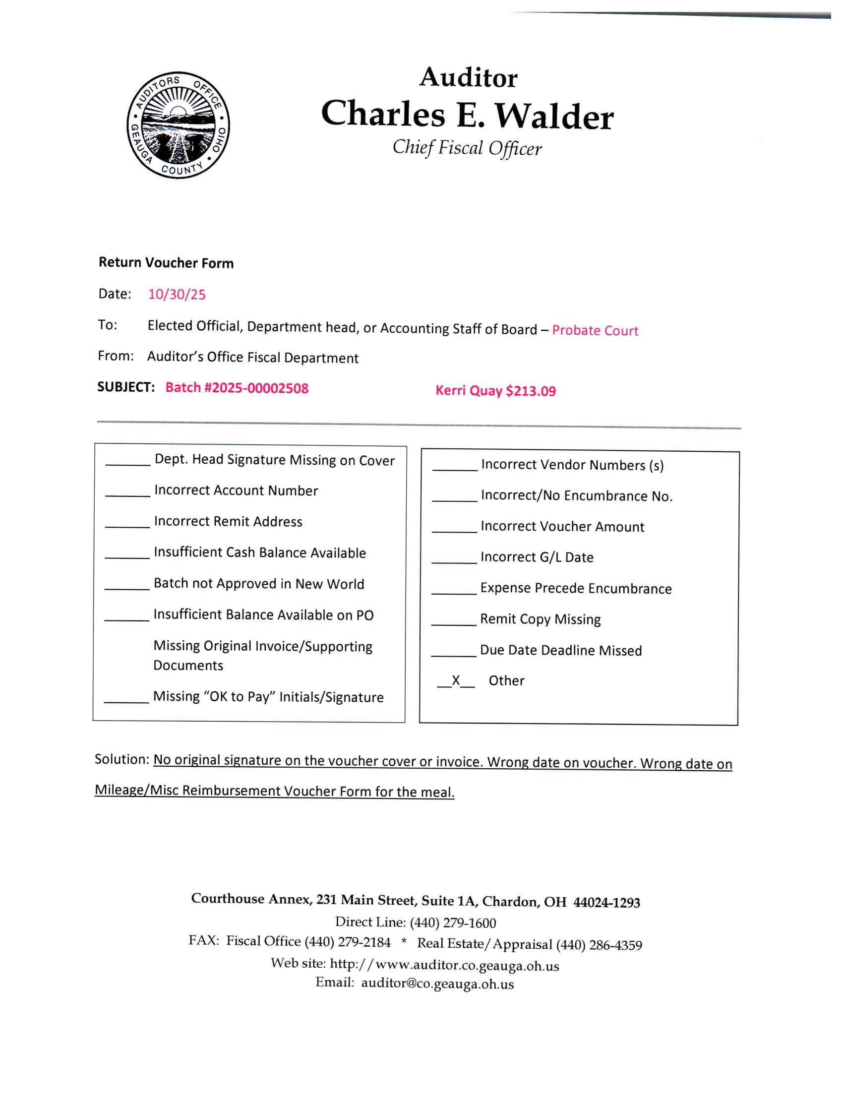 Return Voucher Form