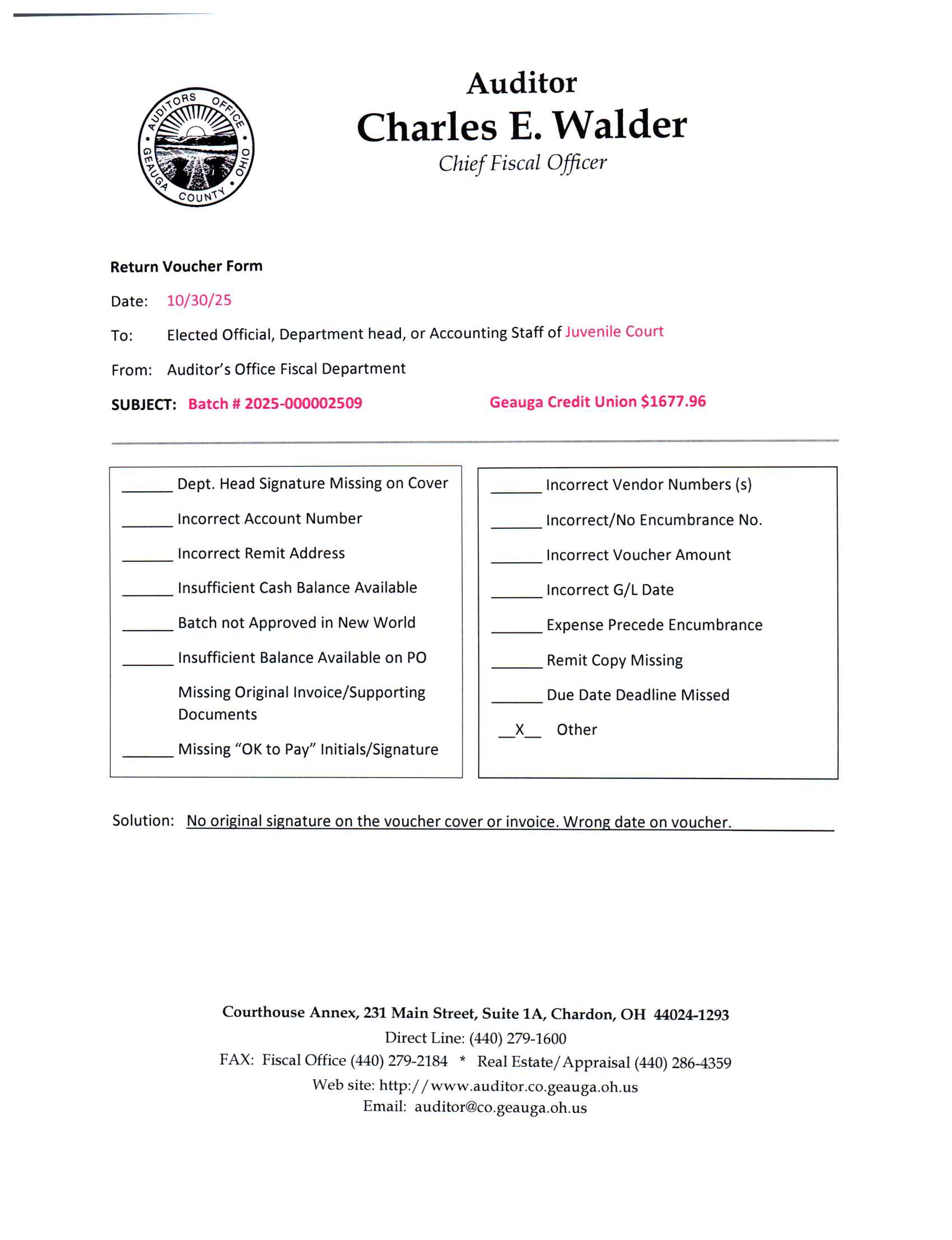 Return Voucher Form