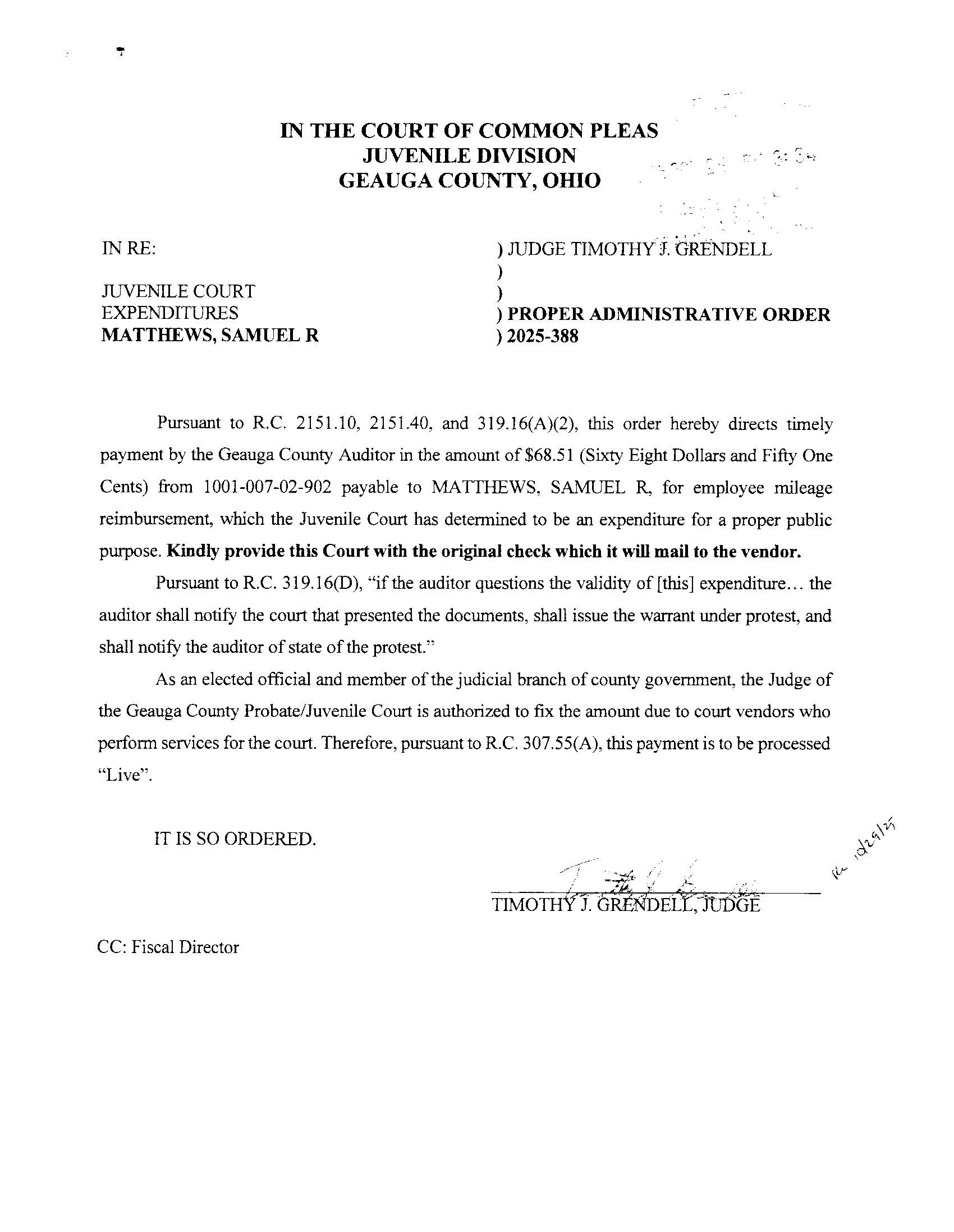 Proper Administrative Order