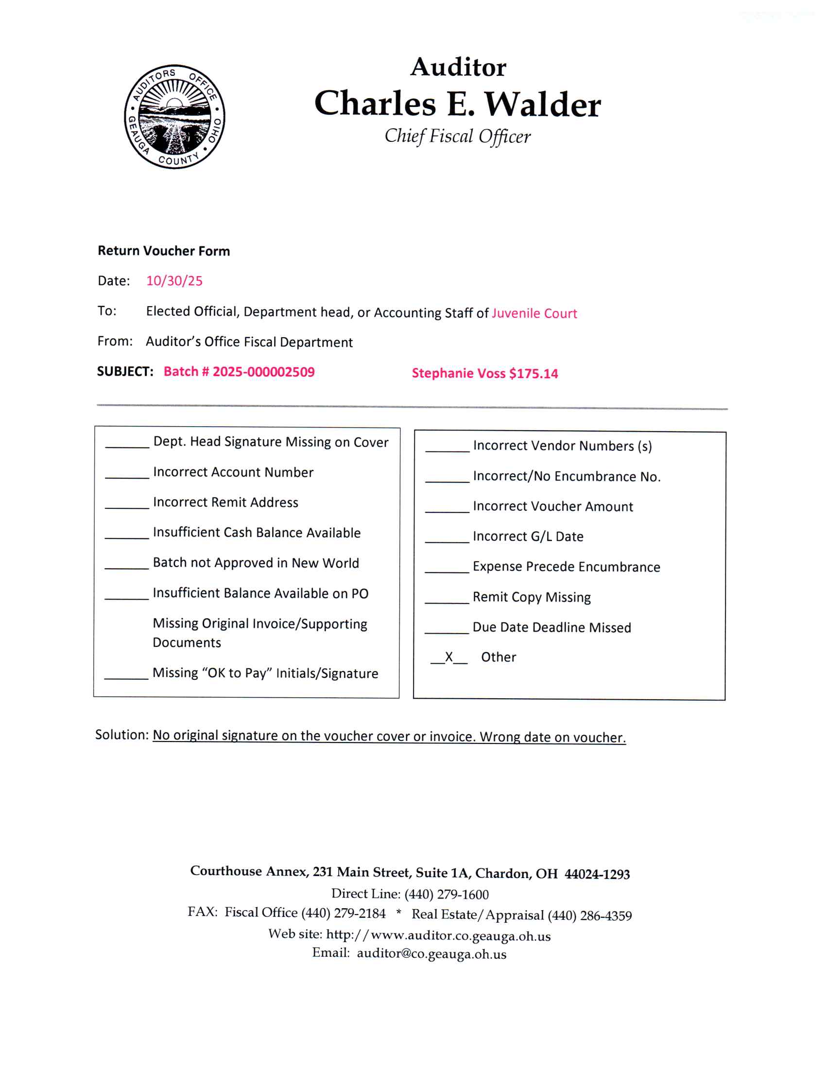 Return Voucher Form