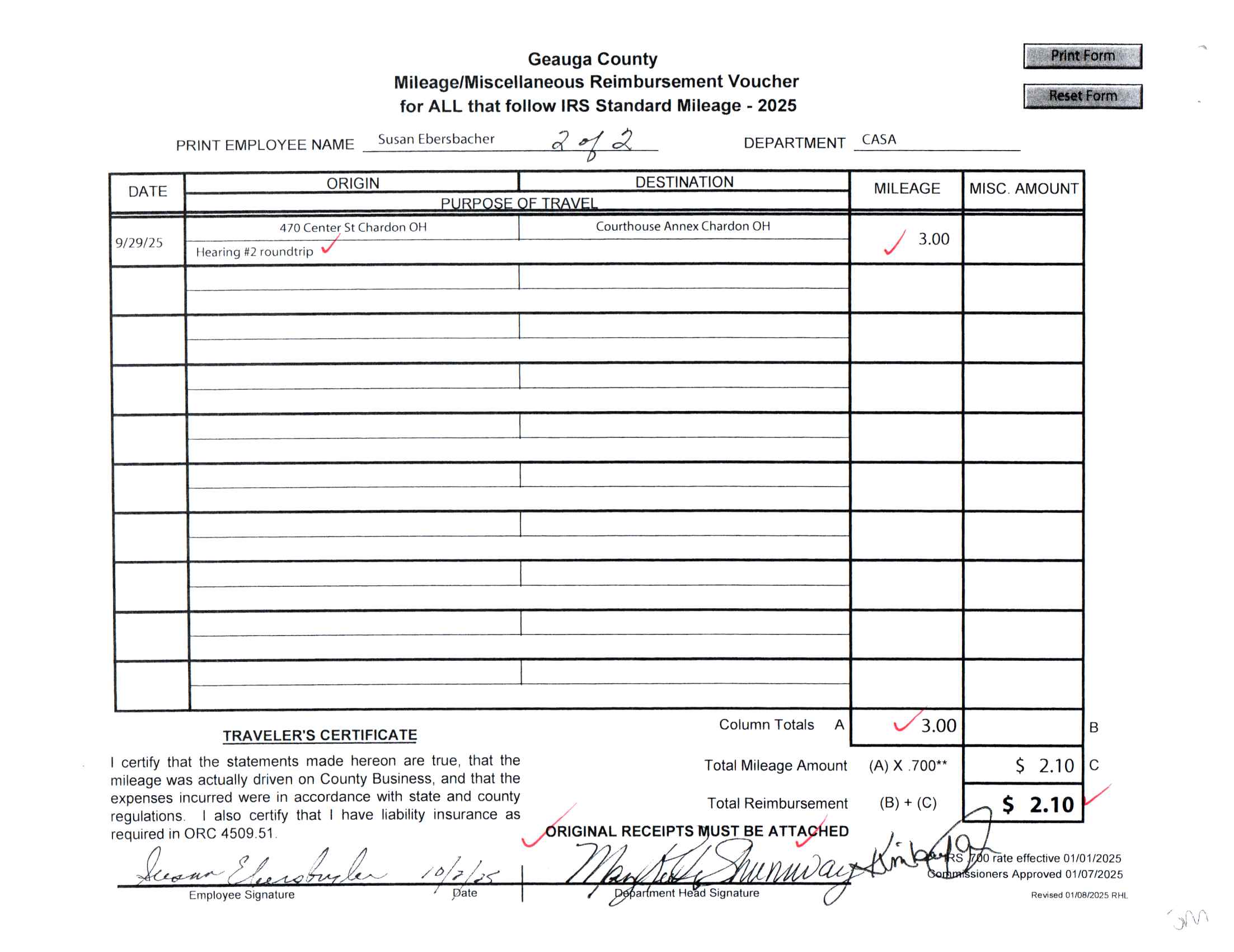 Mileage/Miscellaneous Reimbursement Voucher