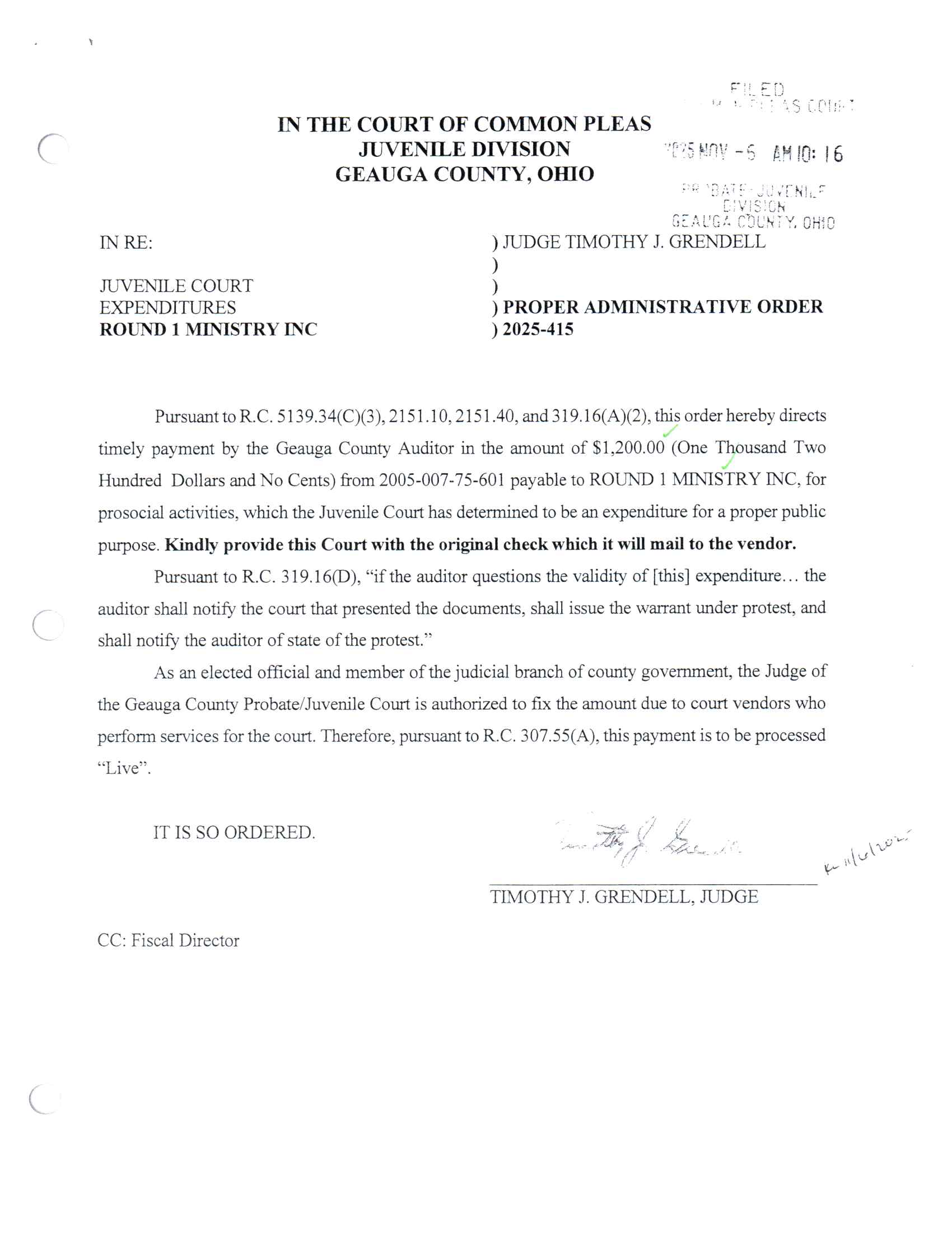 Proper Administrative Order