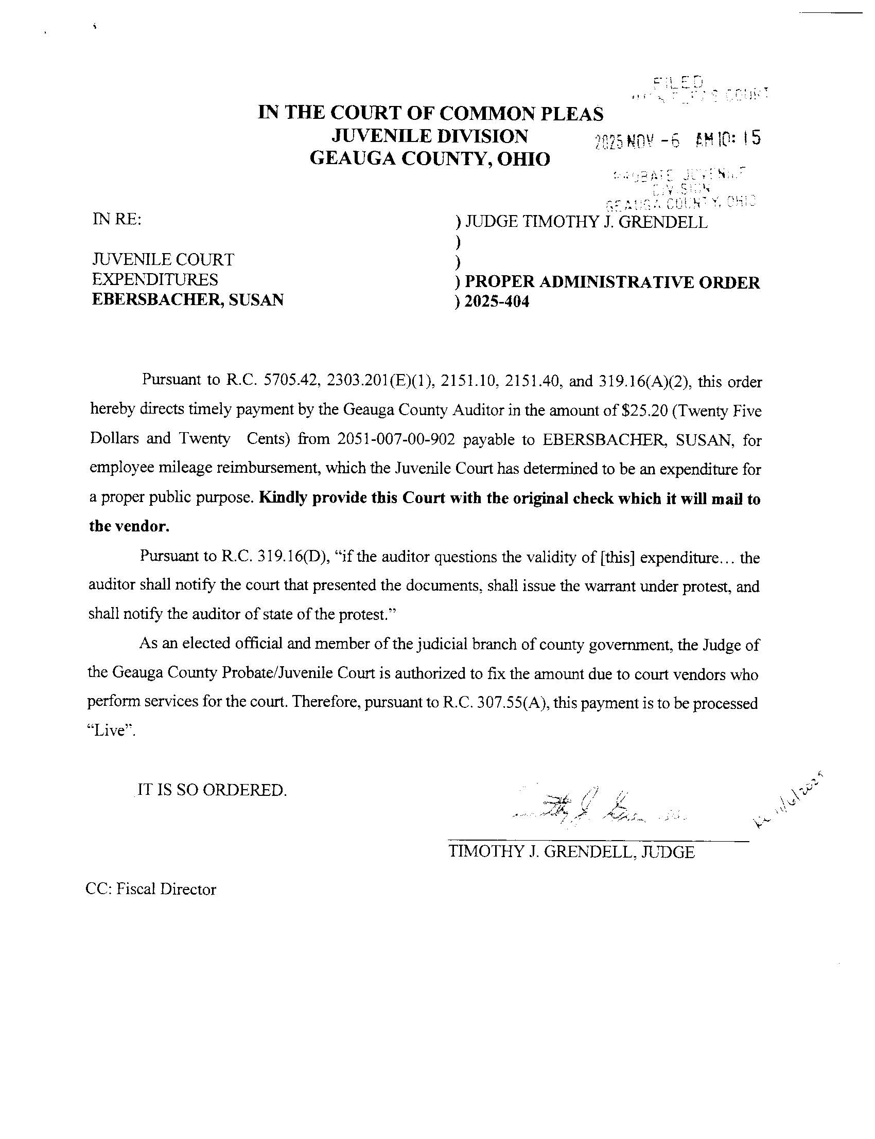 Proper Administrative Order