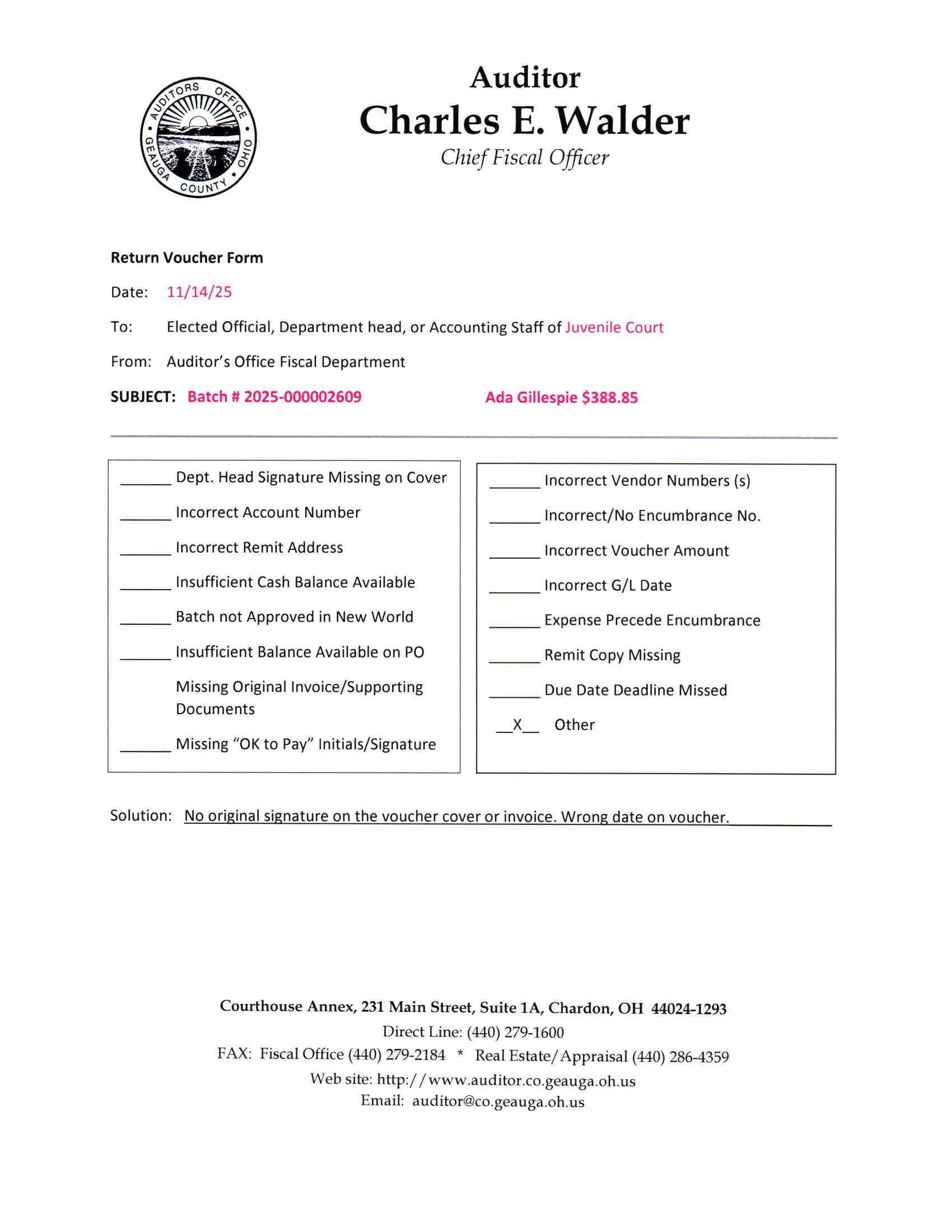 Return Voucher Form