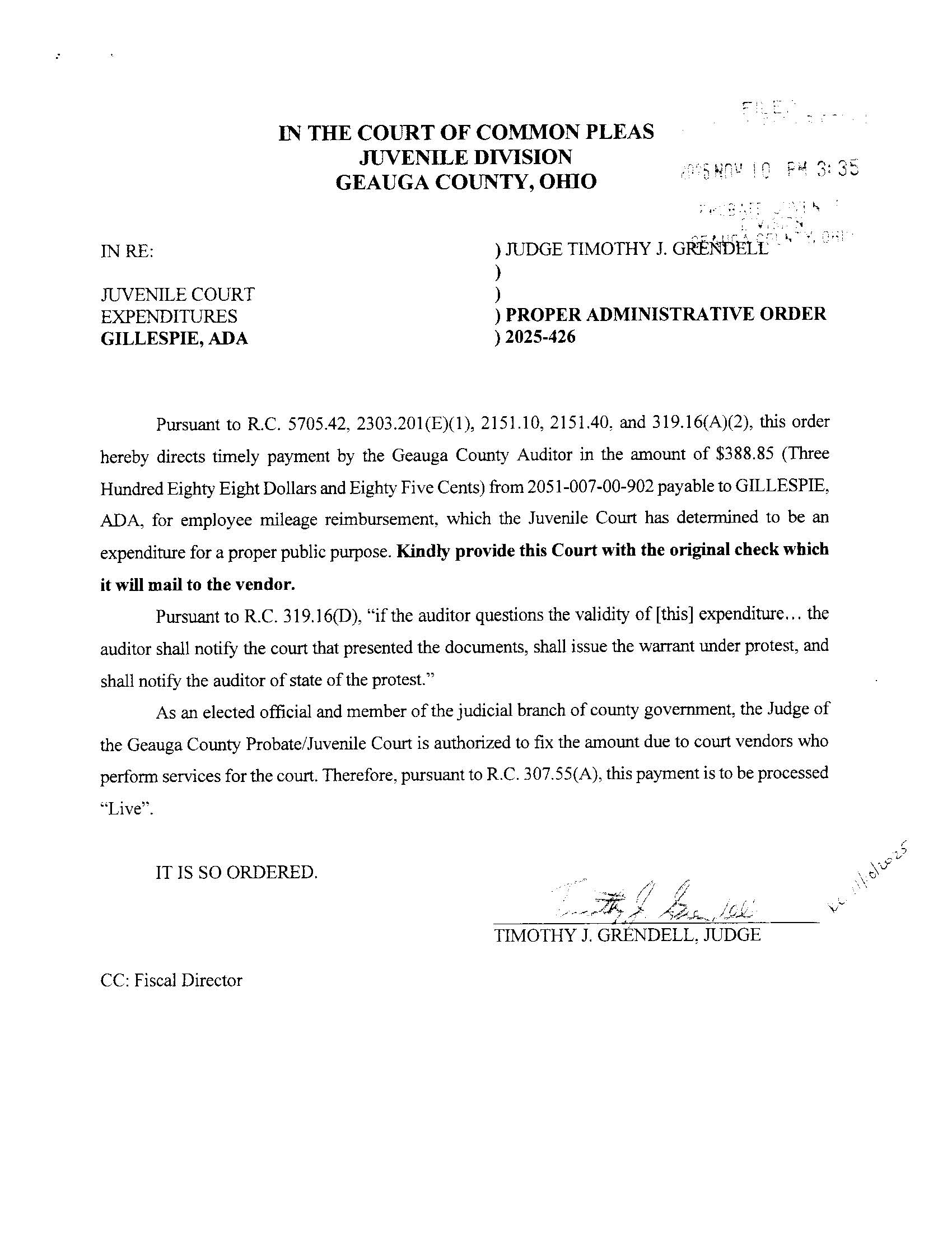 Proper Administrative Order