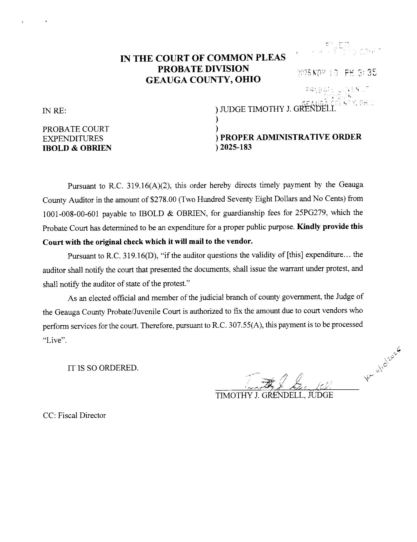 Proper Administrative Order