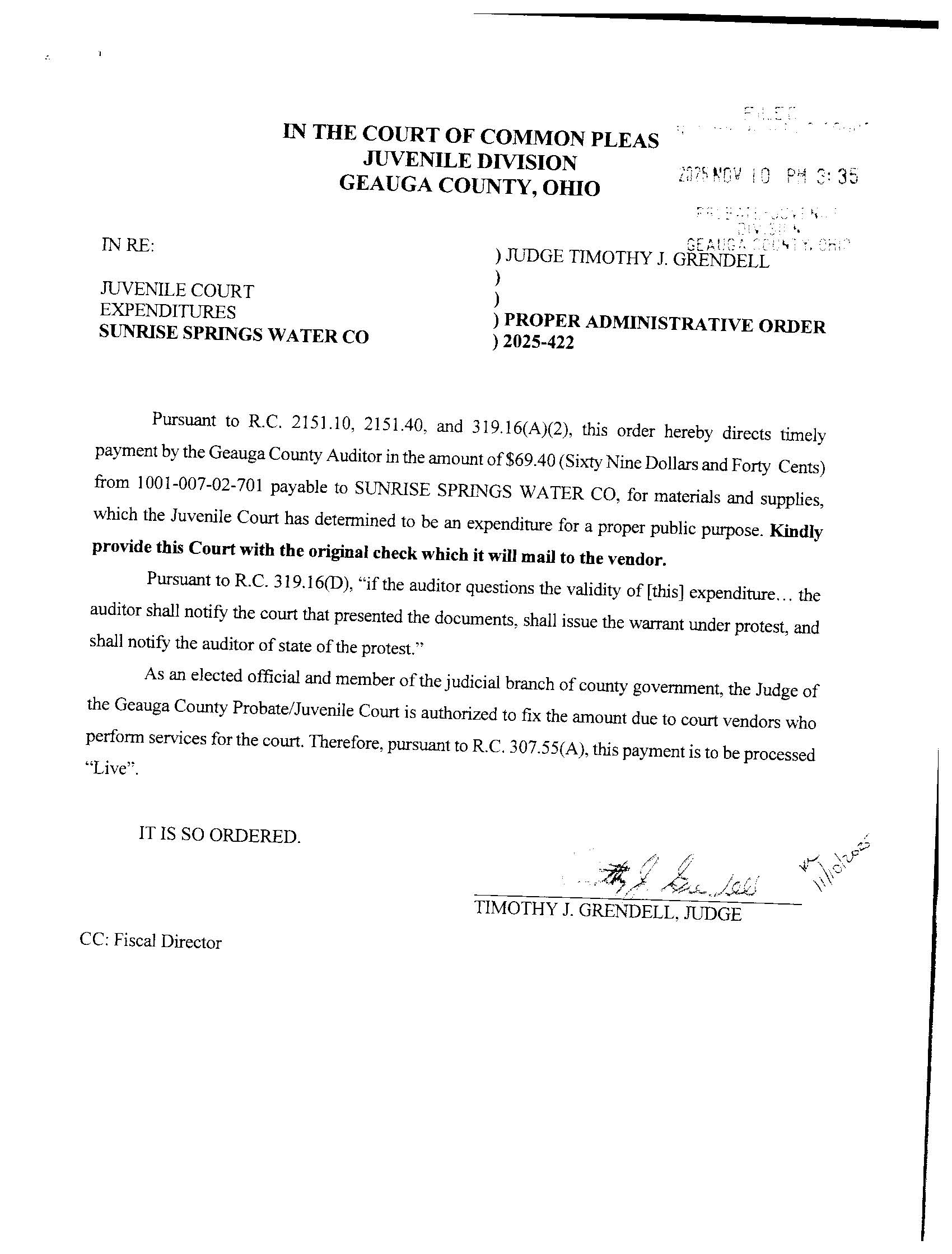Proper Administrative Order