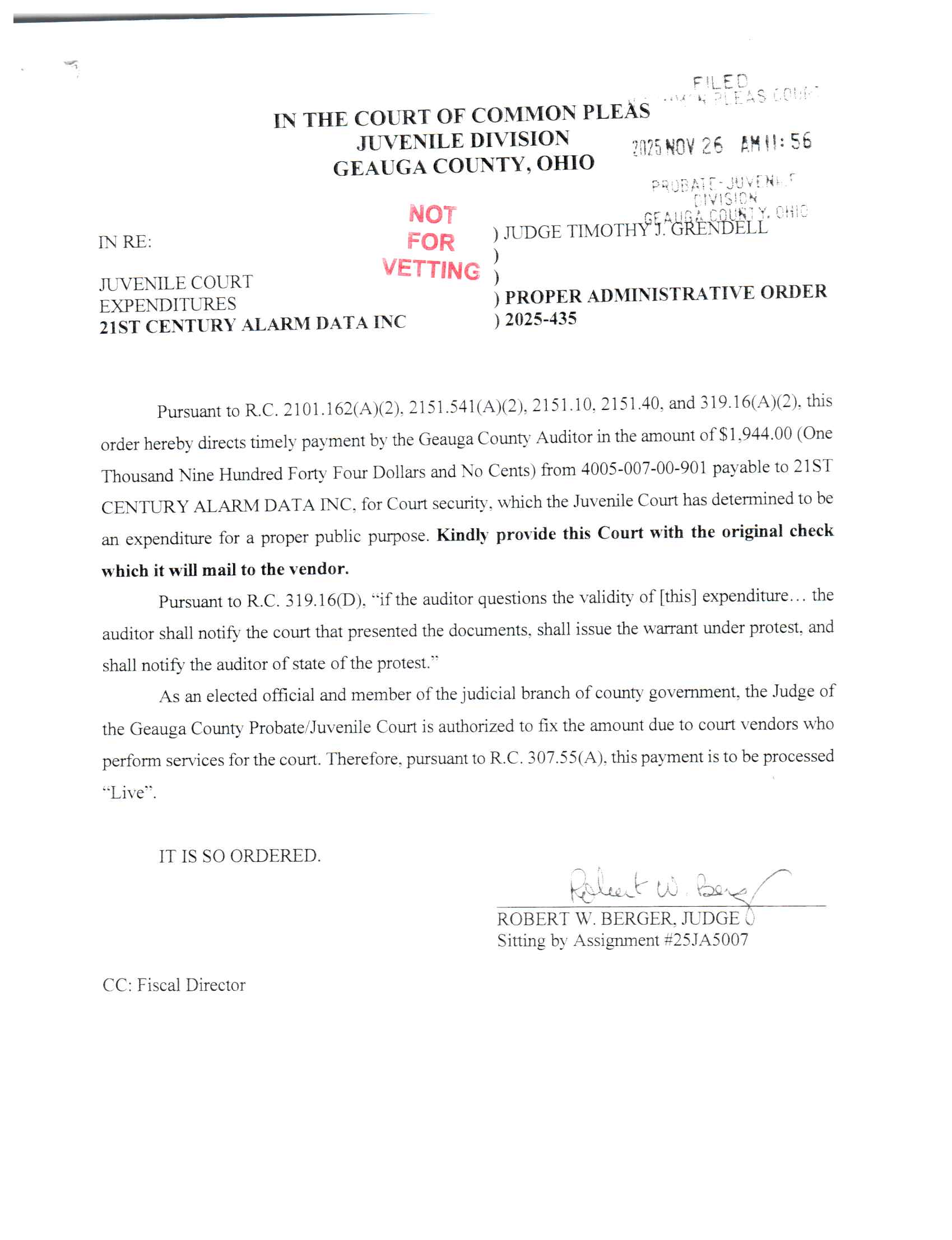 Proper Administrative Order