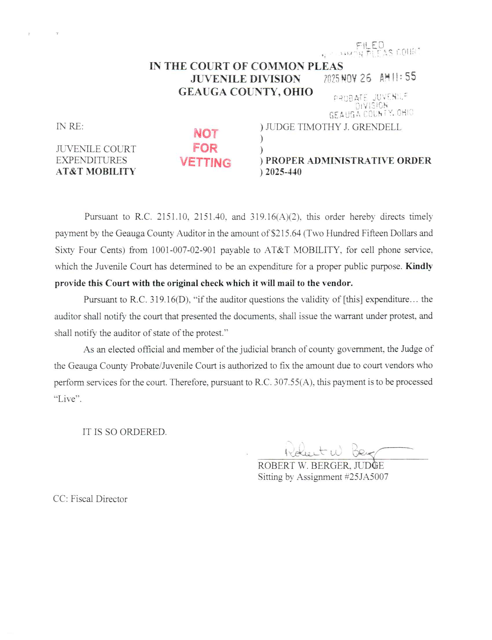 Proper Administrative Order