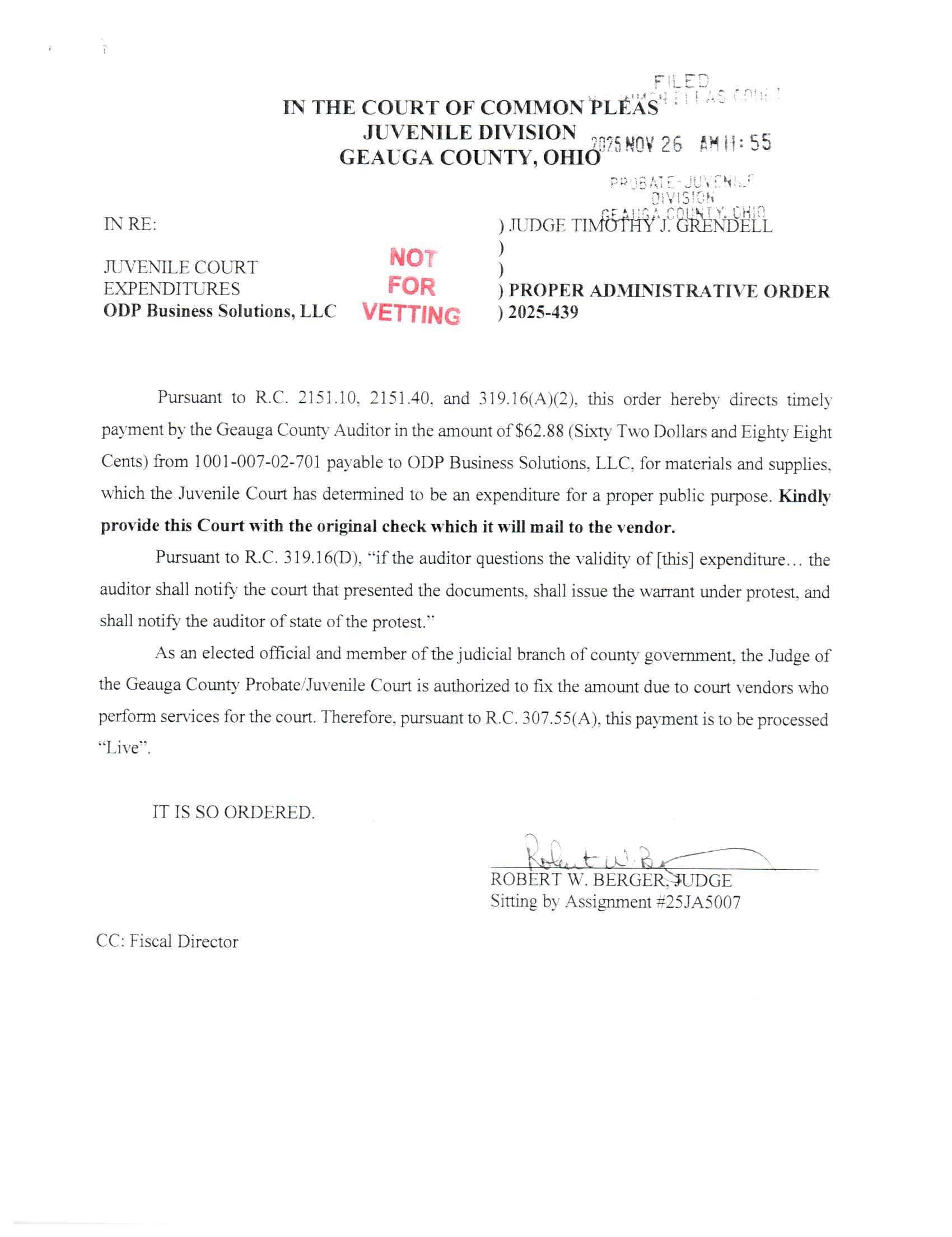Proper Administrative Order