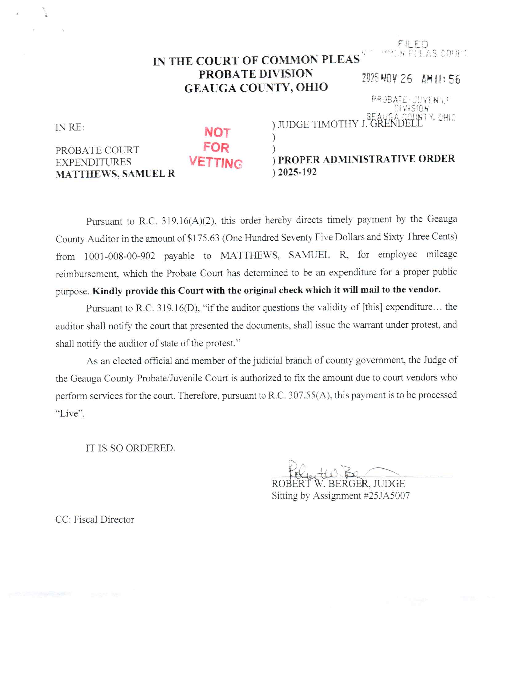 Proper Administrative Order
