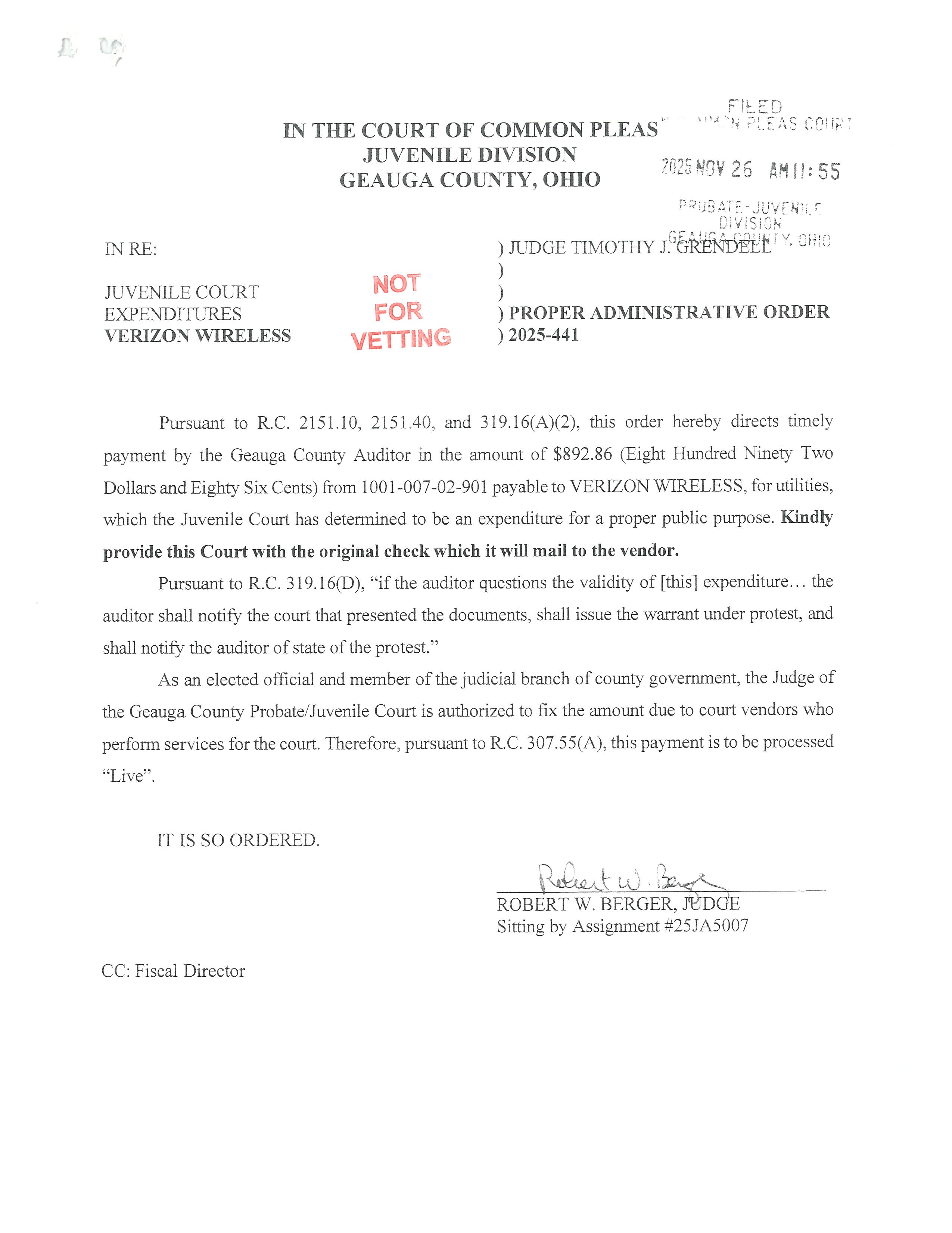 Proper Administrative Order