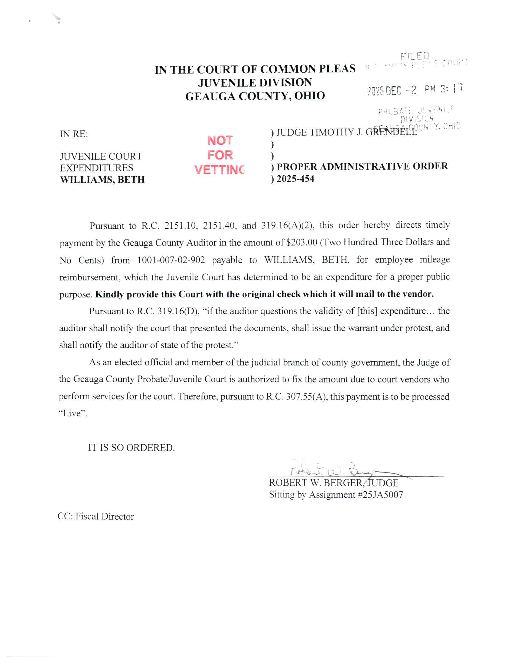 Proper Administrative Order
