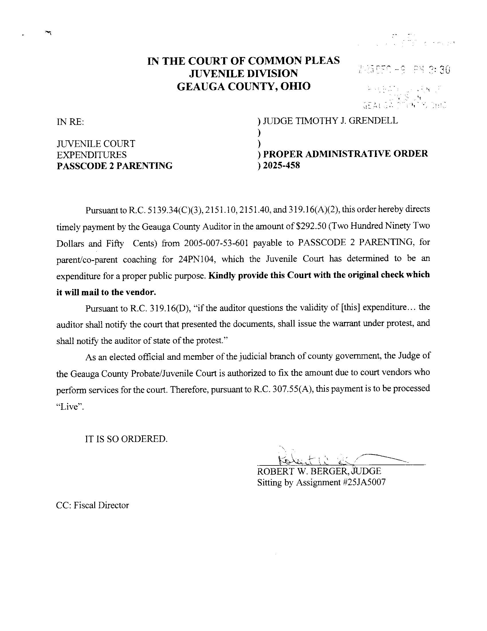 Proper Administrative Order