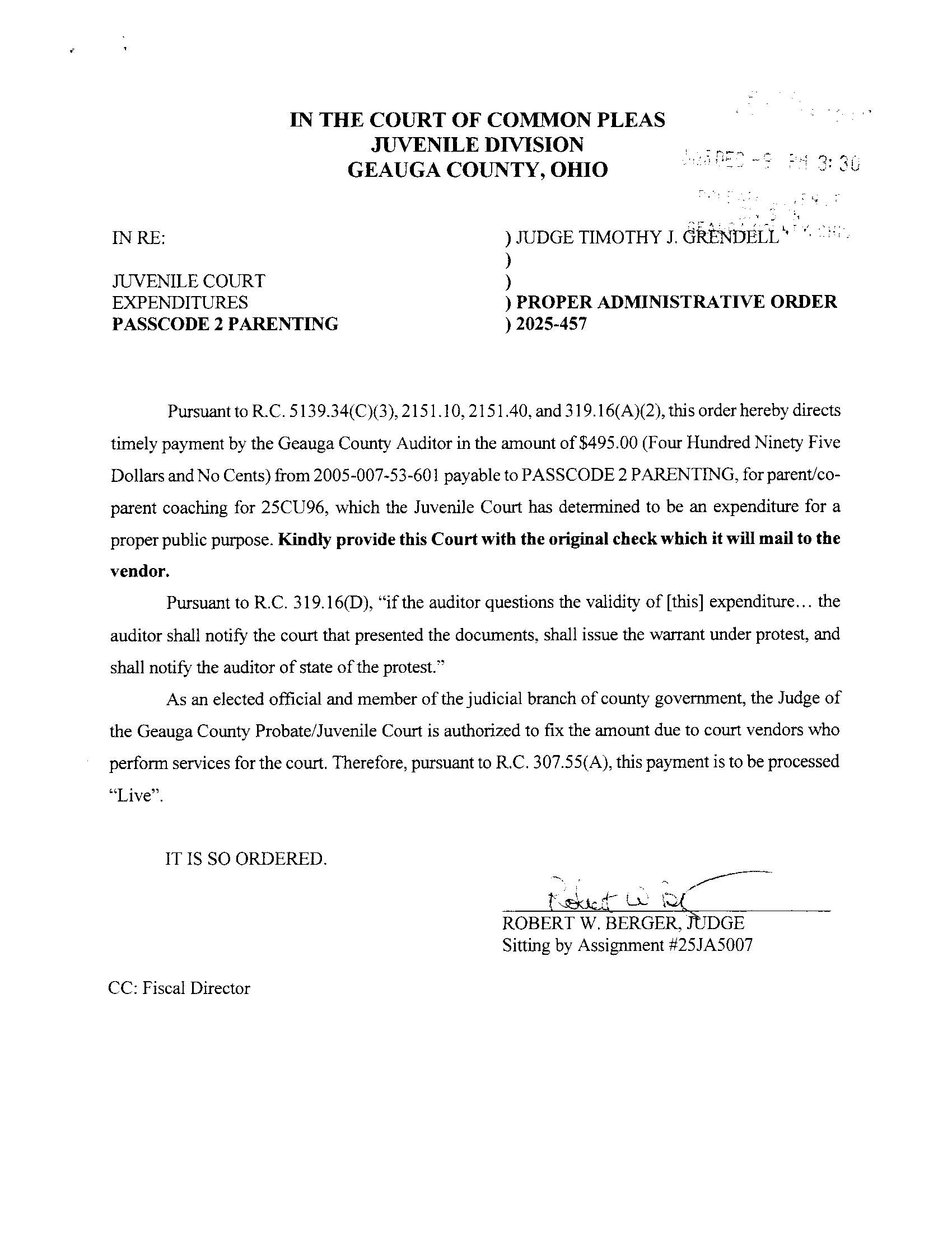 Proper Administrative Order