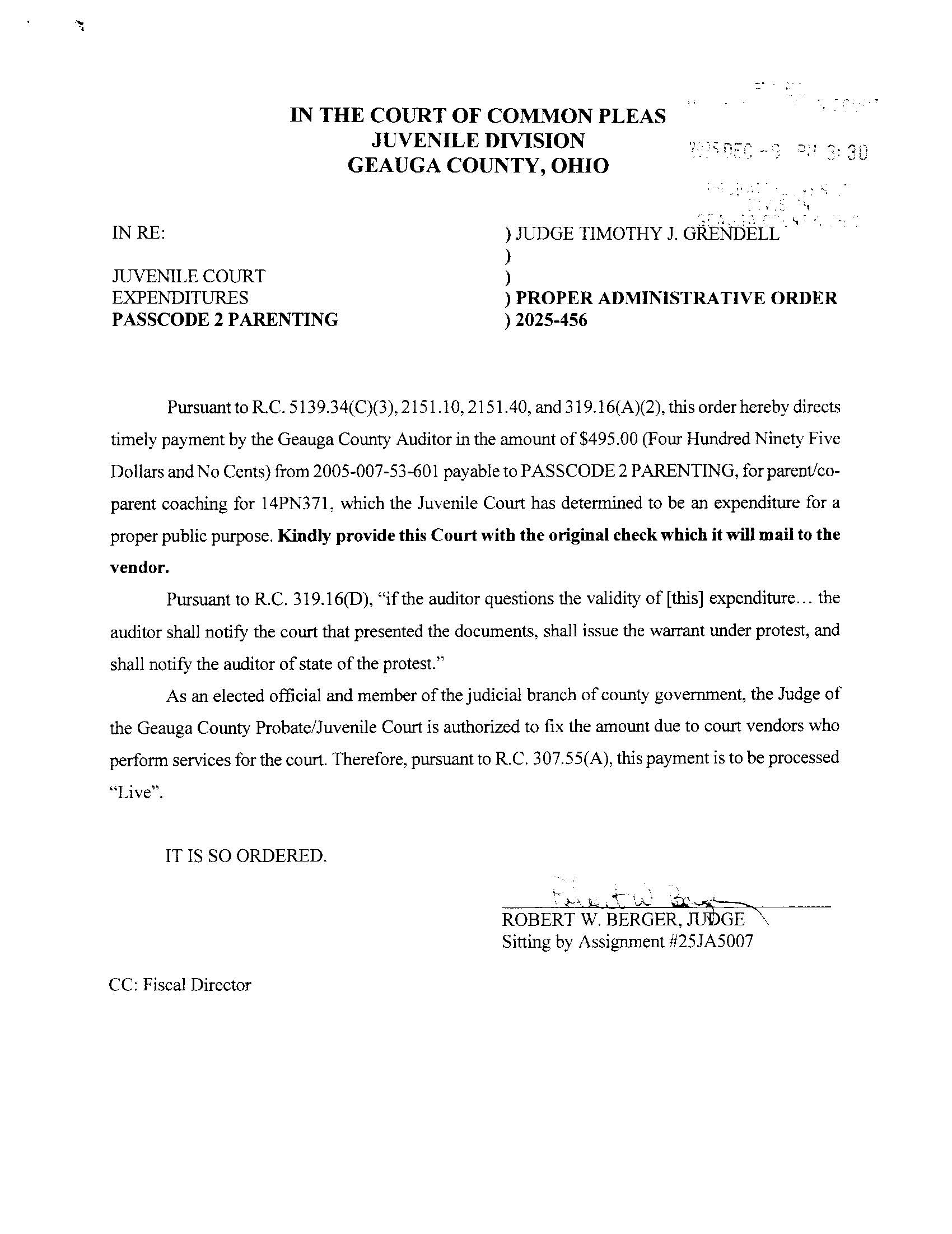 Proper Administrative Order