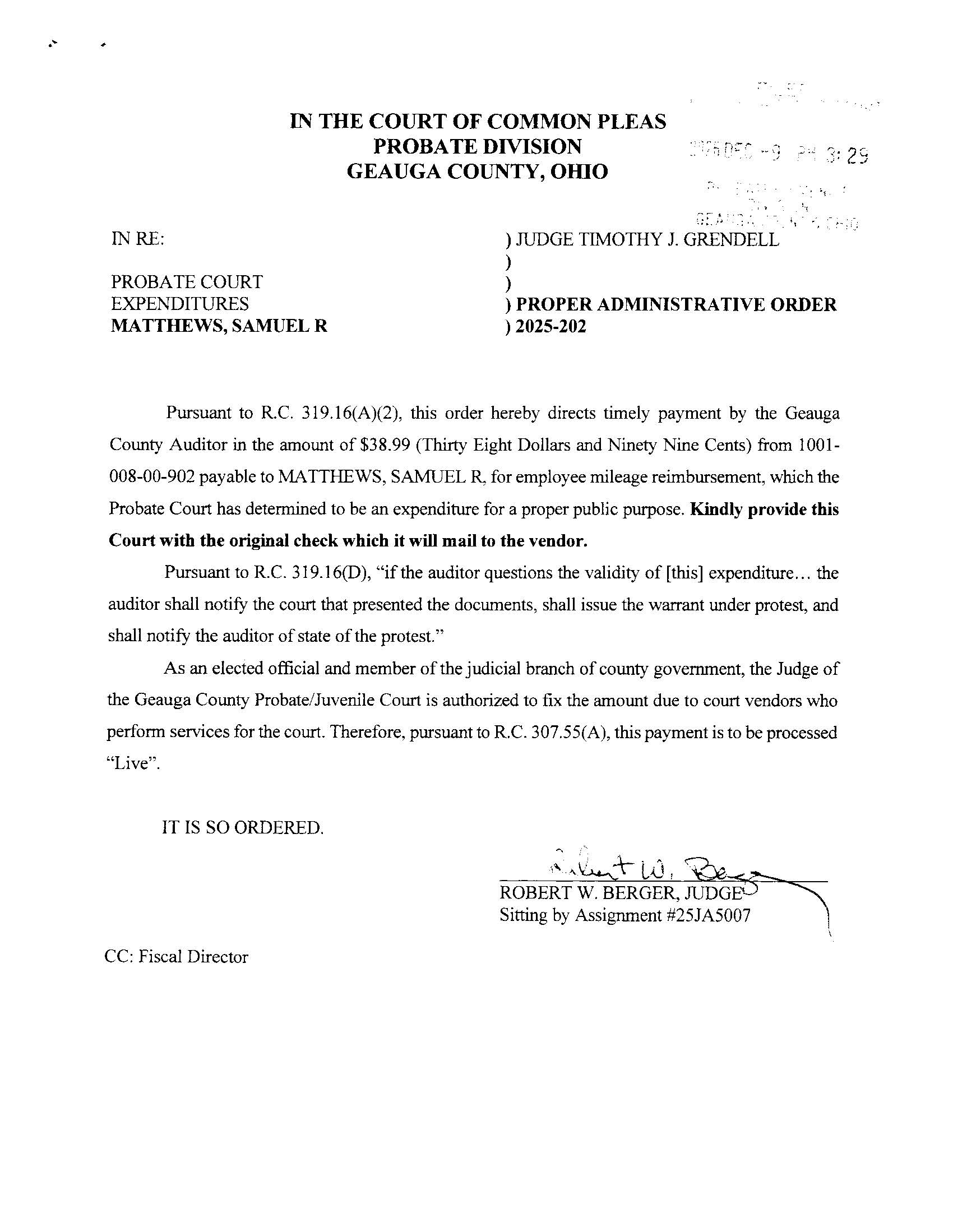 Proper Administrative Order