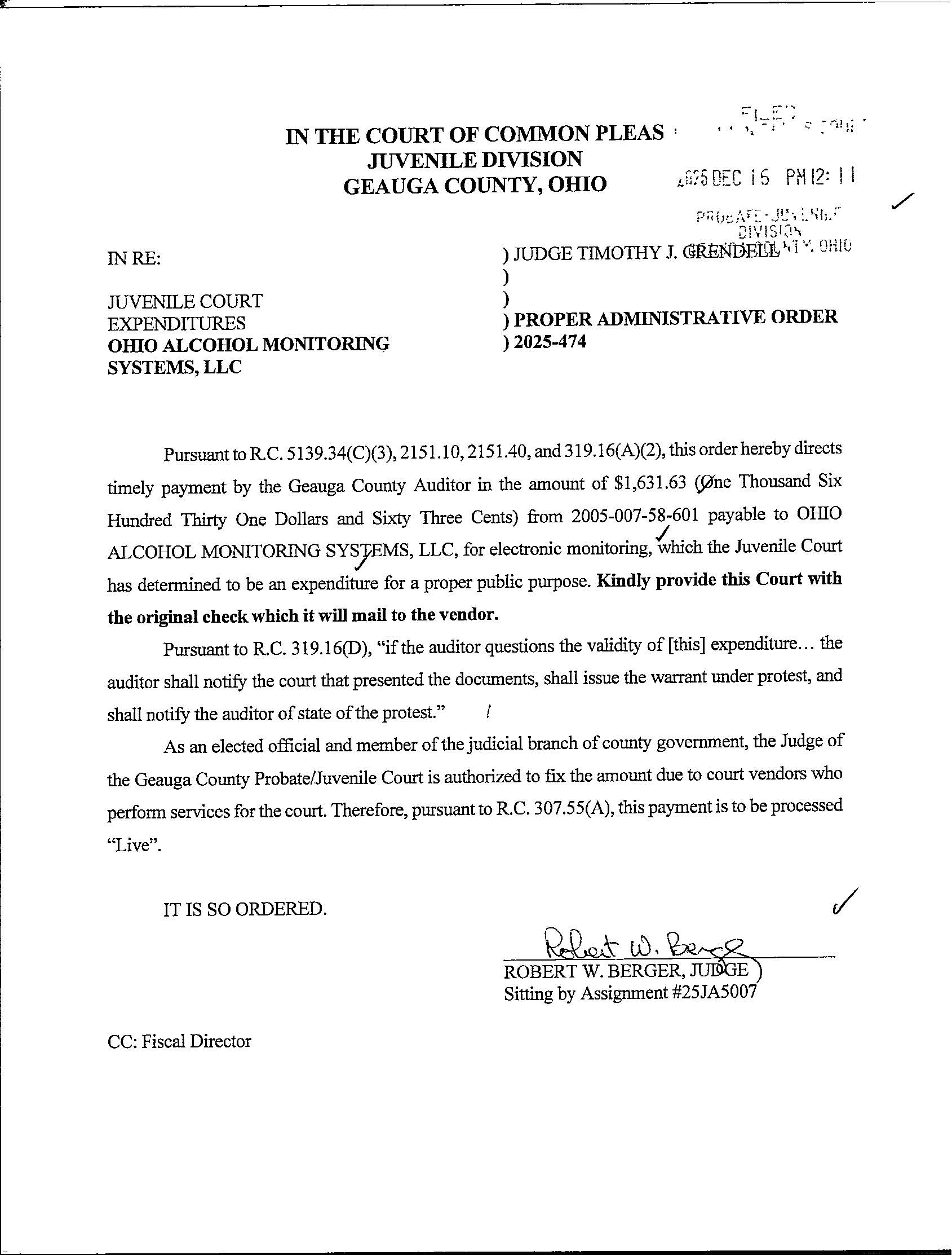 Proper Administrative Order