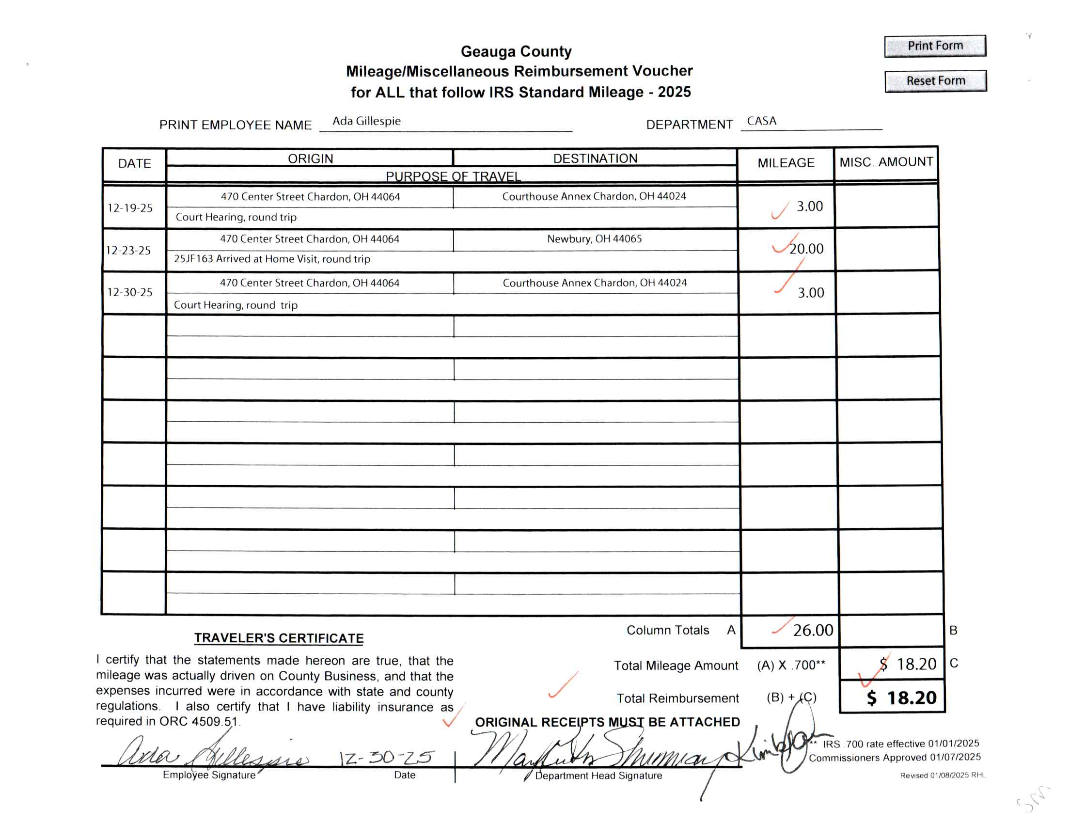 Mileage/Miscellaneous Reimbursement Voucher