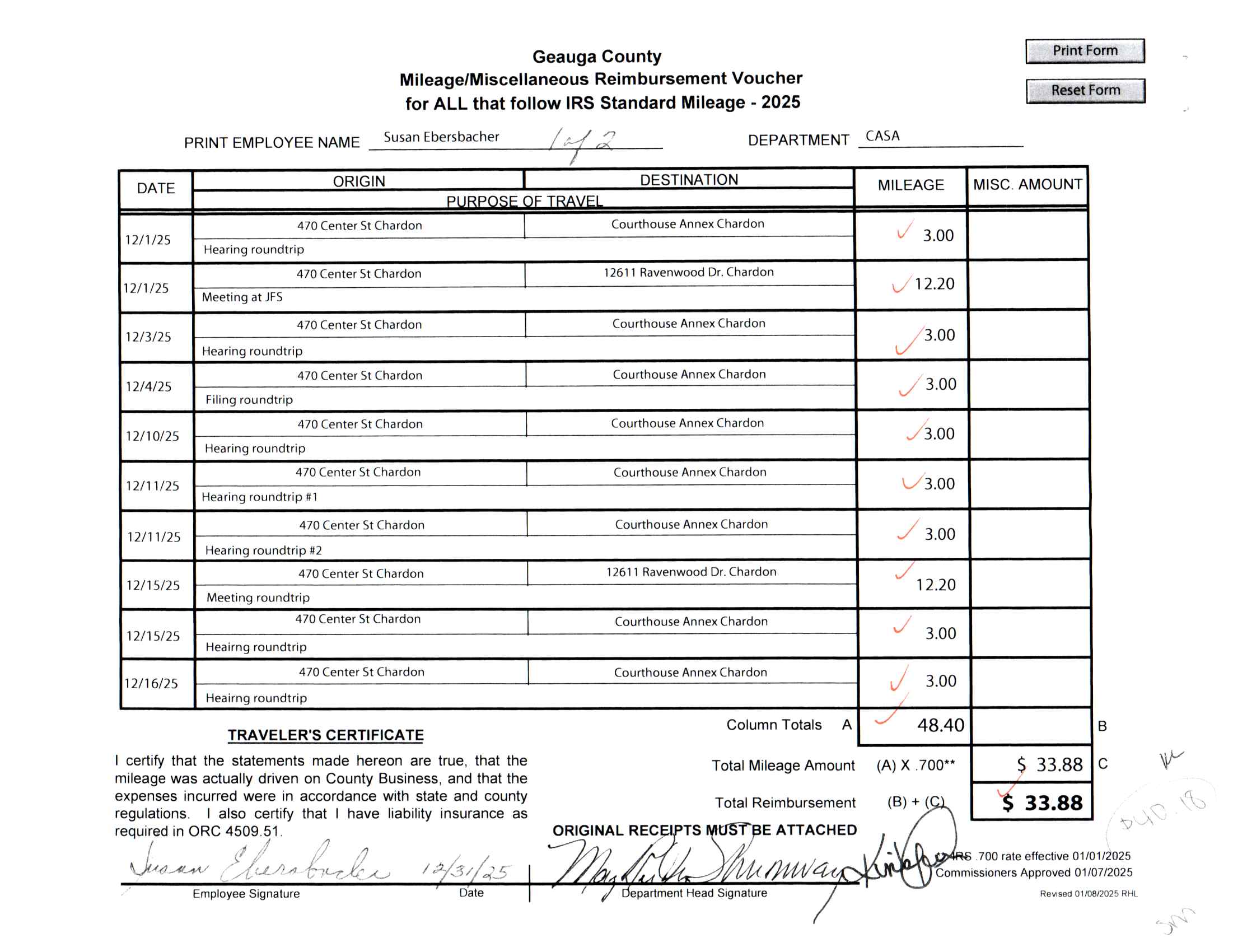 Mileage/Miscellaneous Reimbursement Voucher