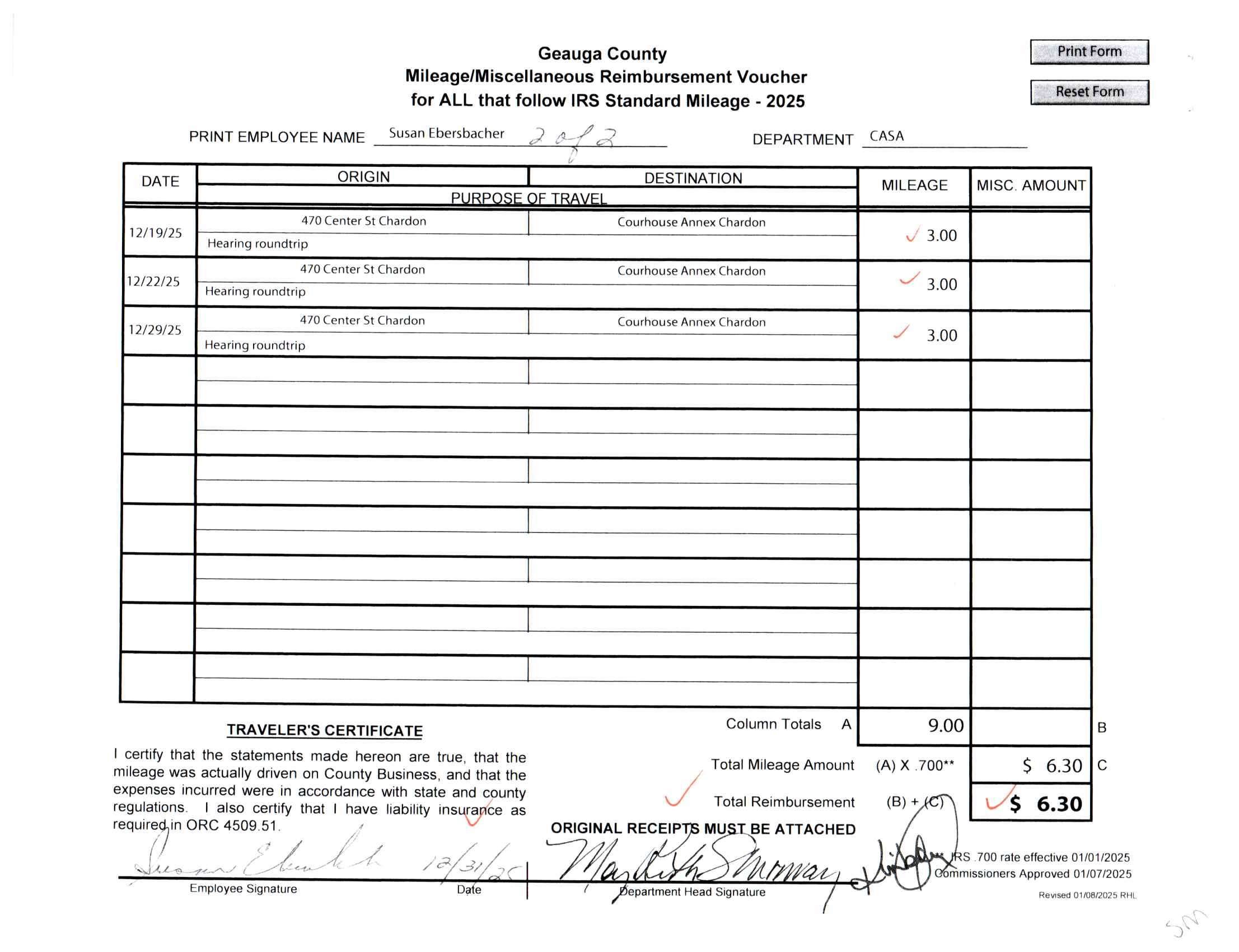 Mileage/Miscellaneous Reimbursement Voucher