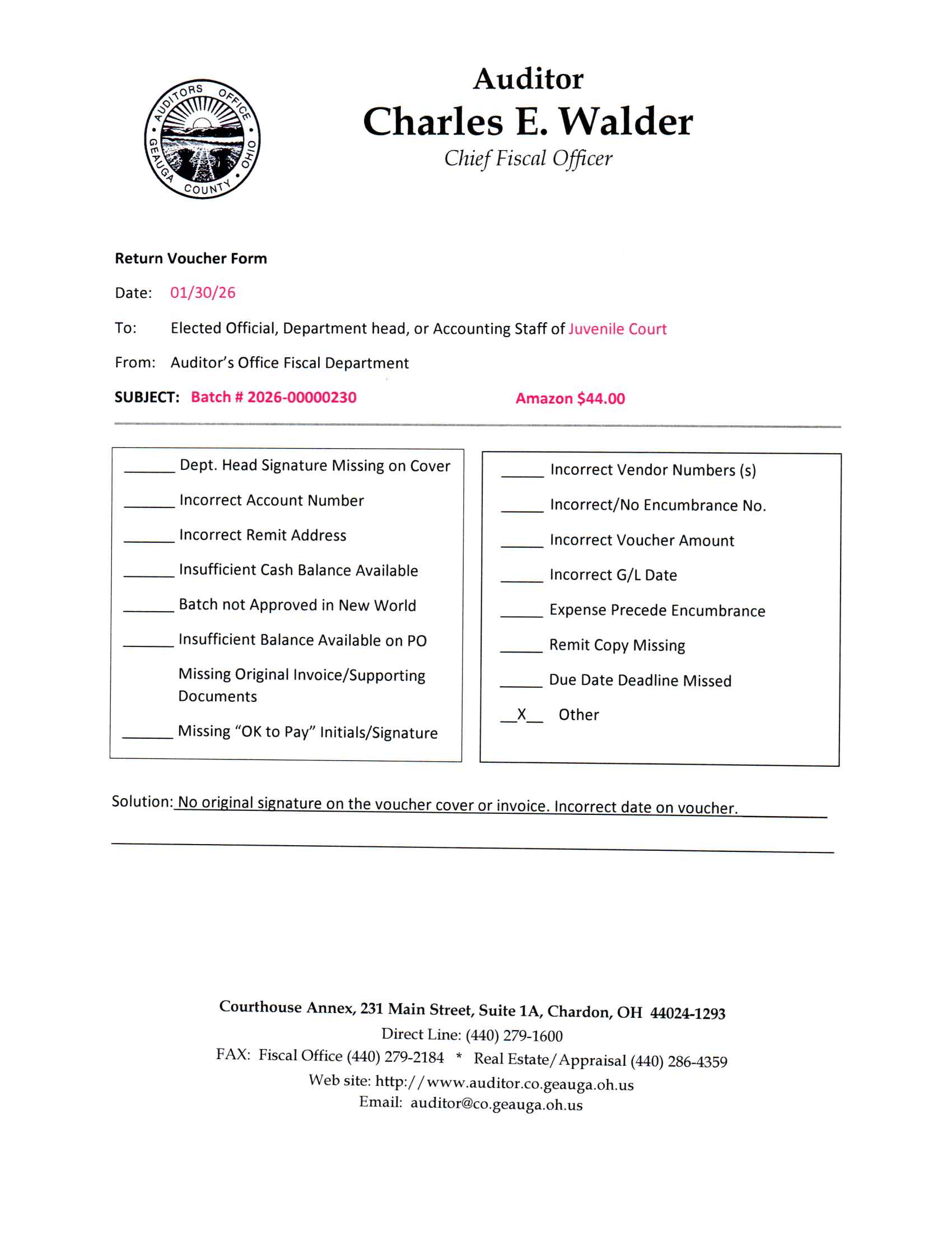 Return Voucher Form