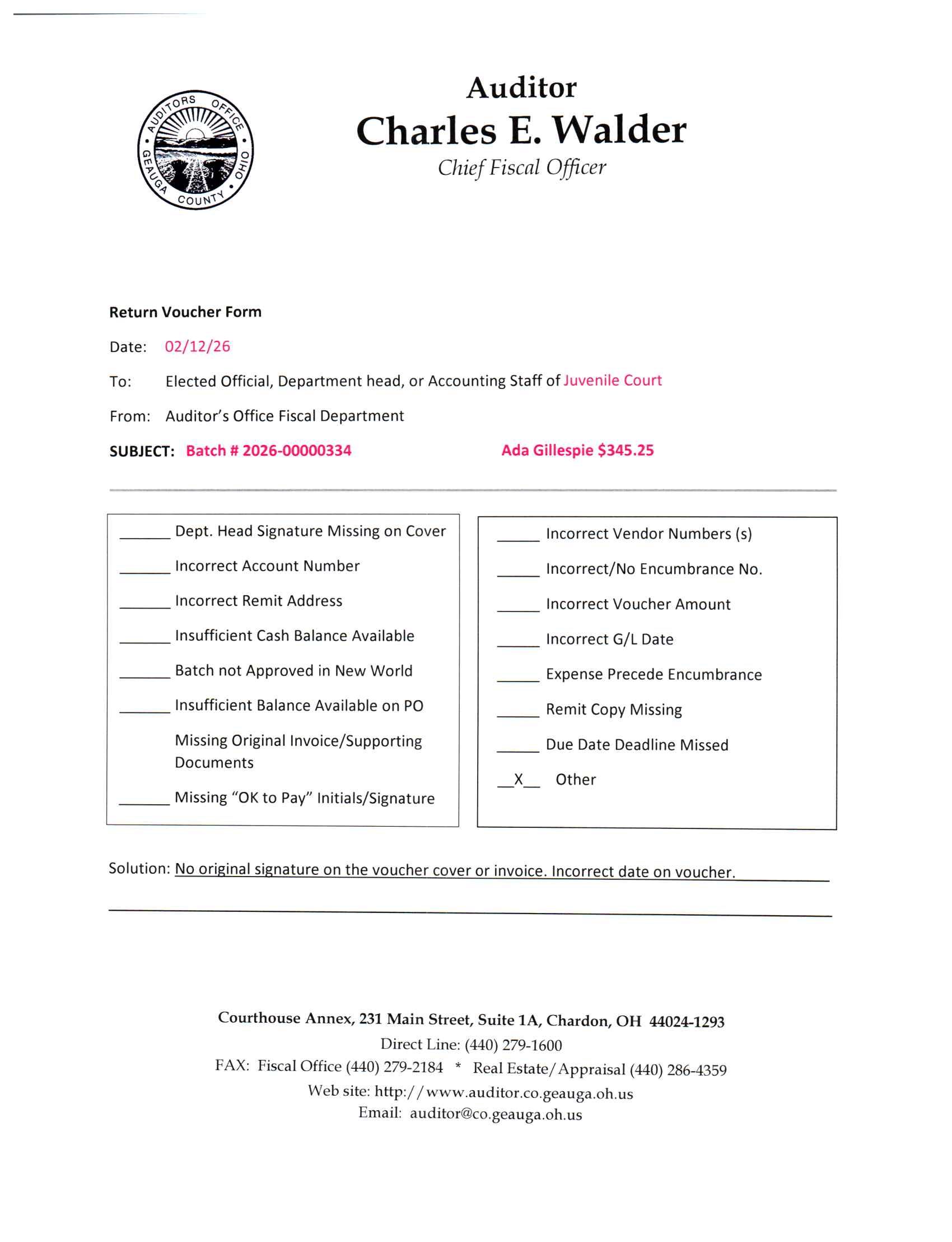 Return Voucher Form