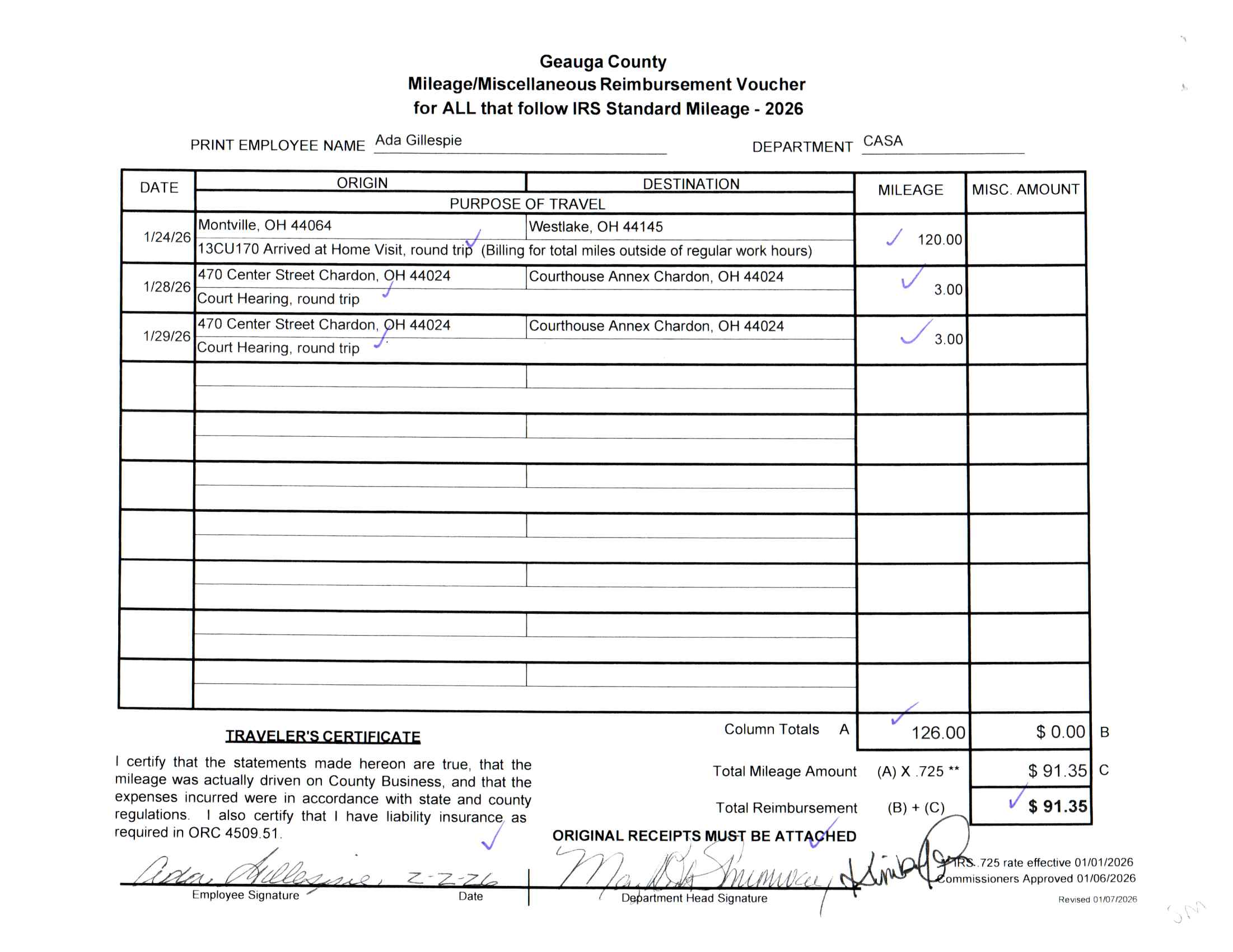 Mileage/Miscellaneous Reimbursement Voucher