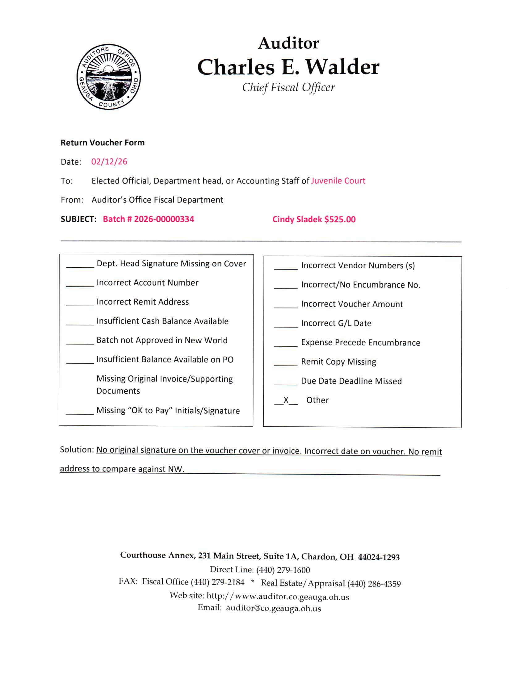 Return Voucher Form