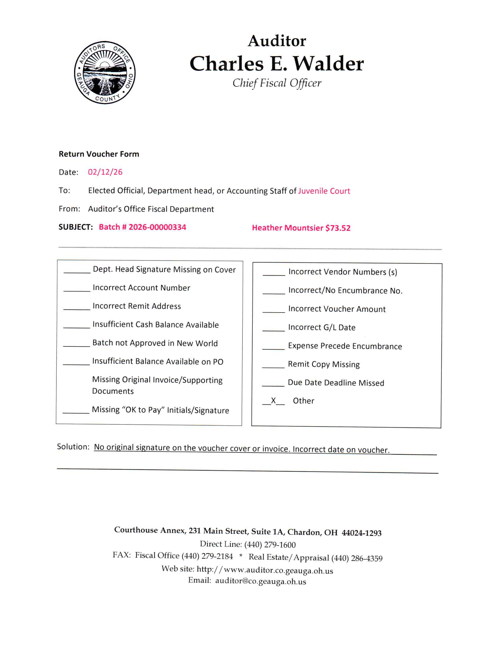 Return Voucher Form