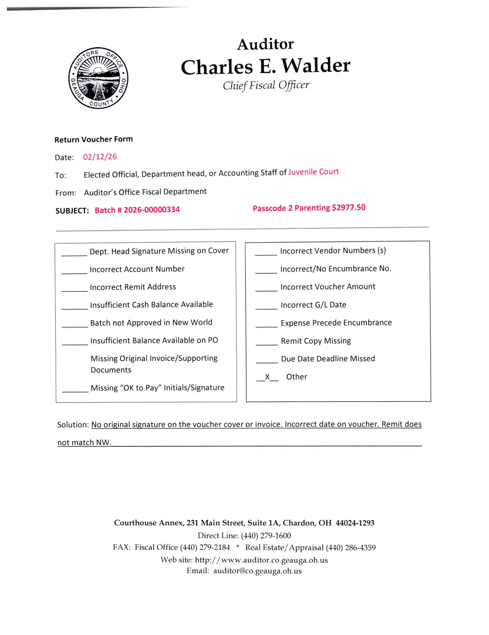 Return Voucher Form