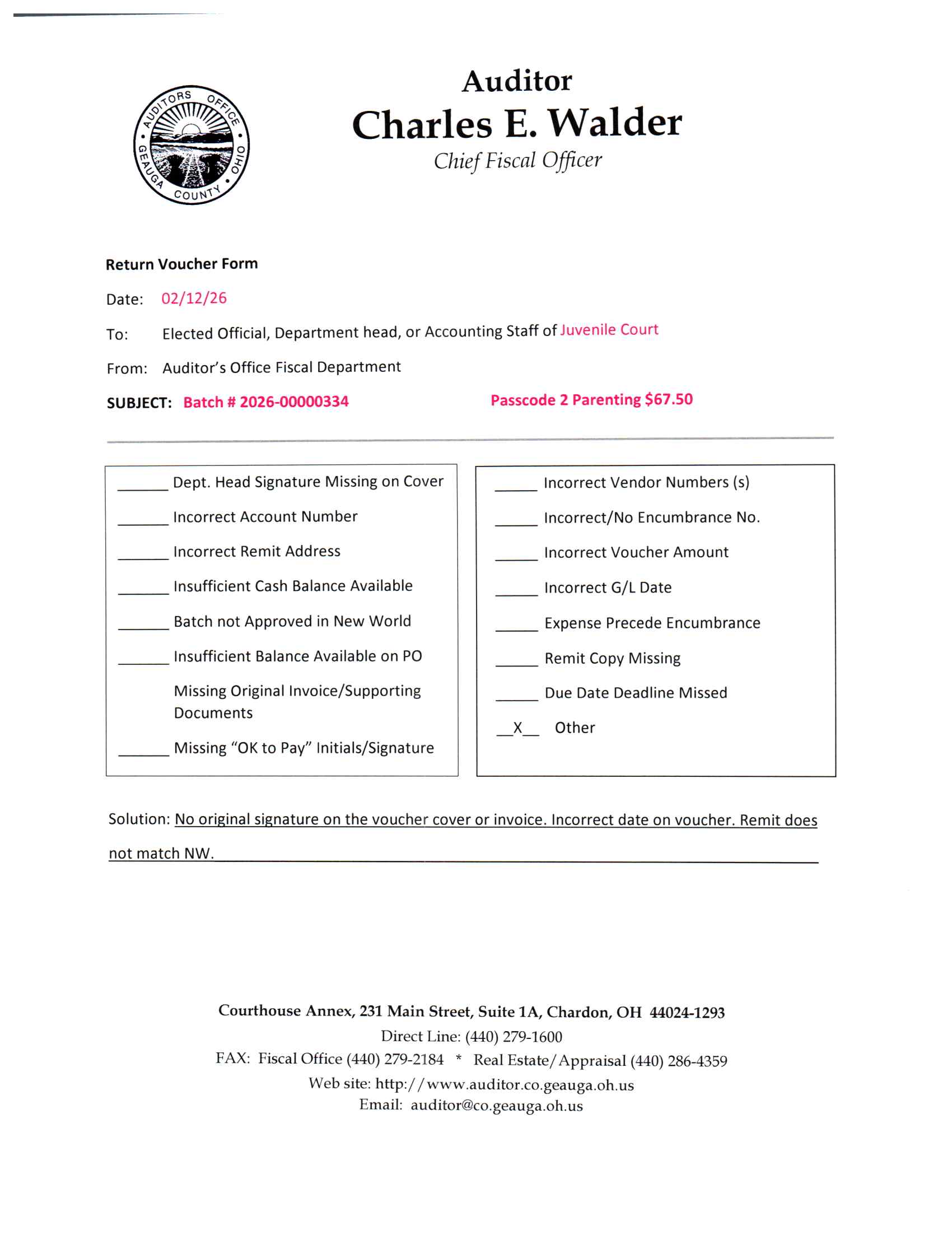Return Voucher Form