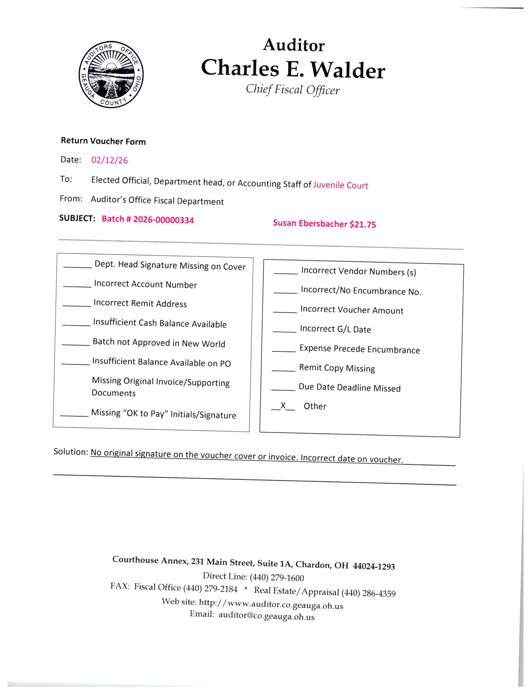 Return Voucher Form