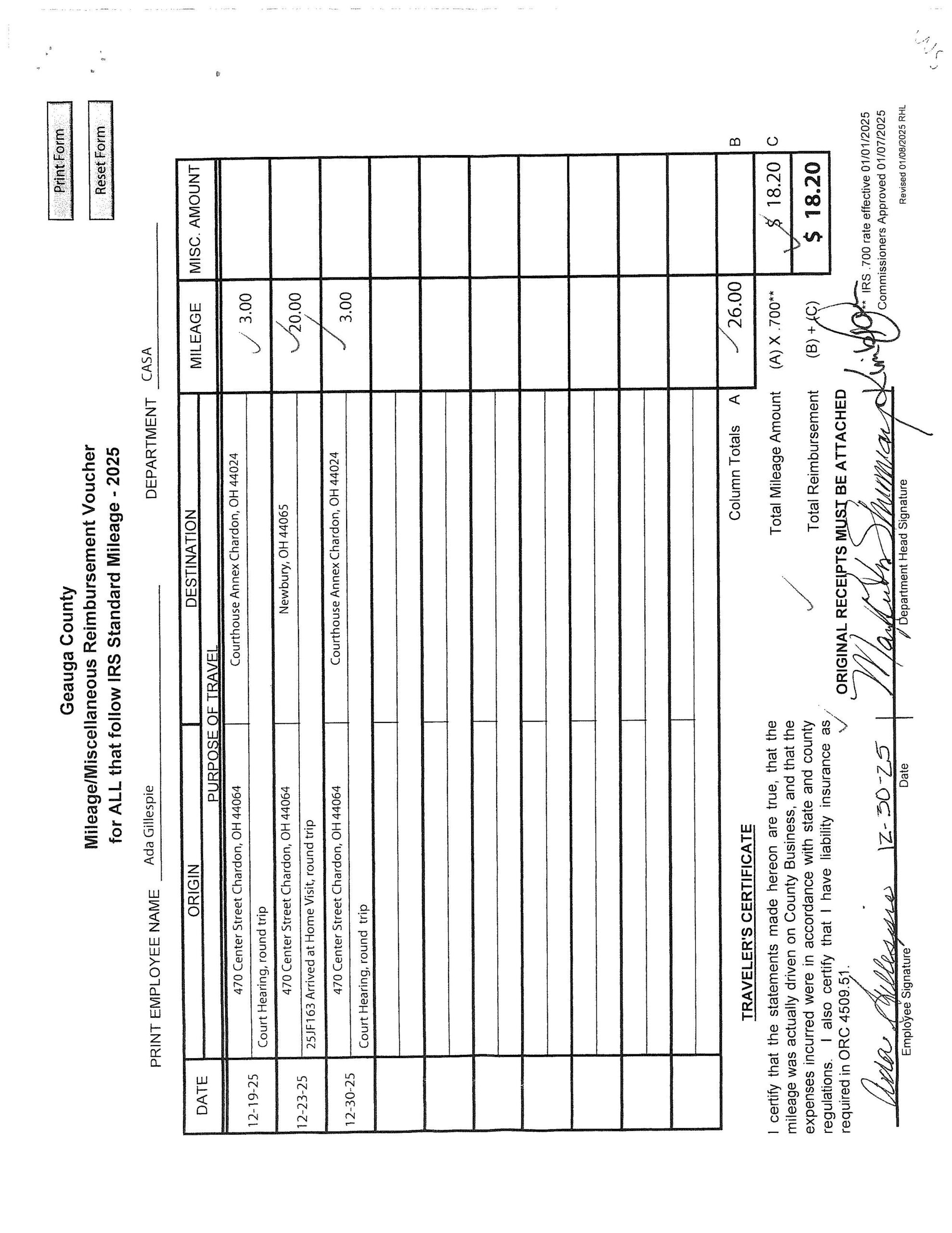 Mileage/Miscellaneous Reimbursement Voucher