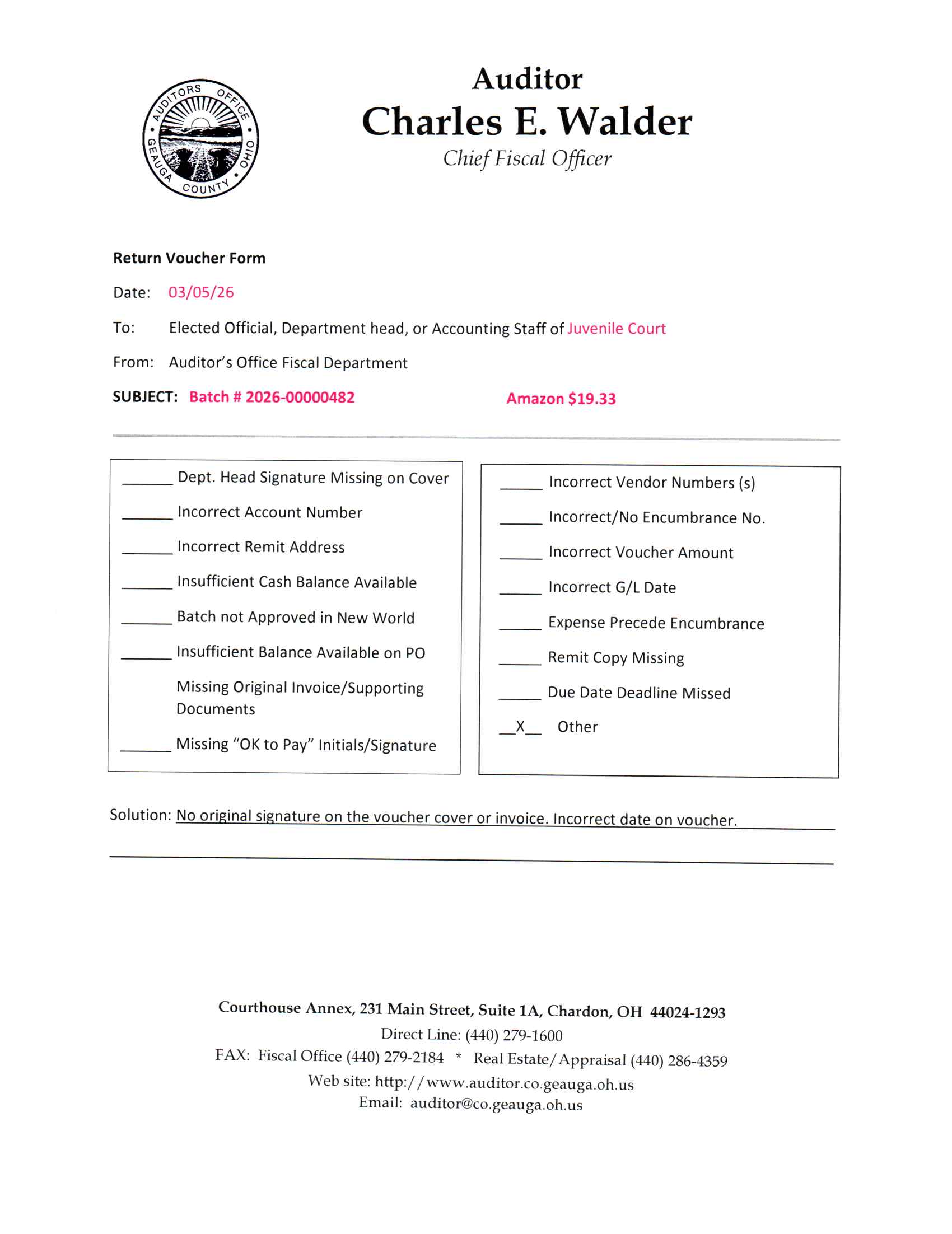 Return Voucher Form