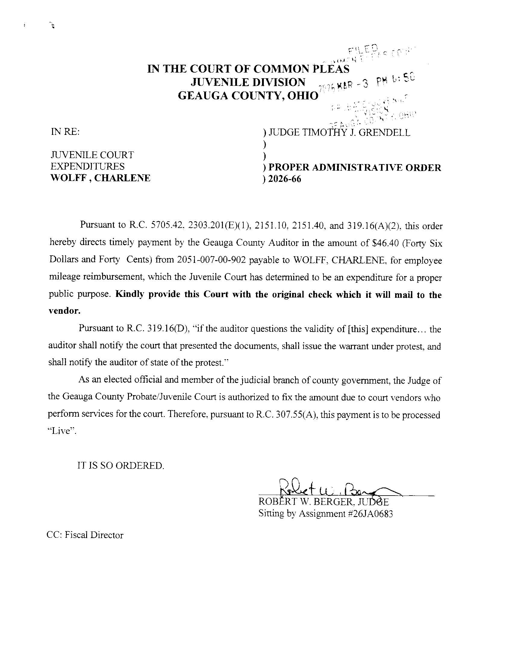 Proper Administrative Order