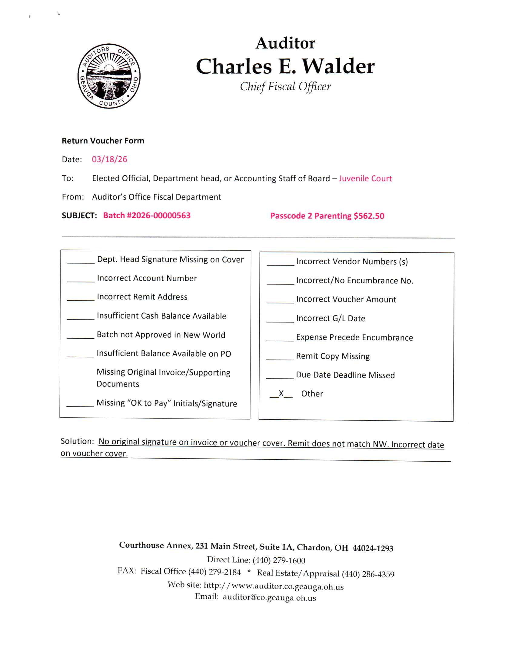 Return Voucher Form