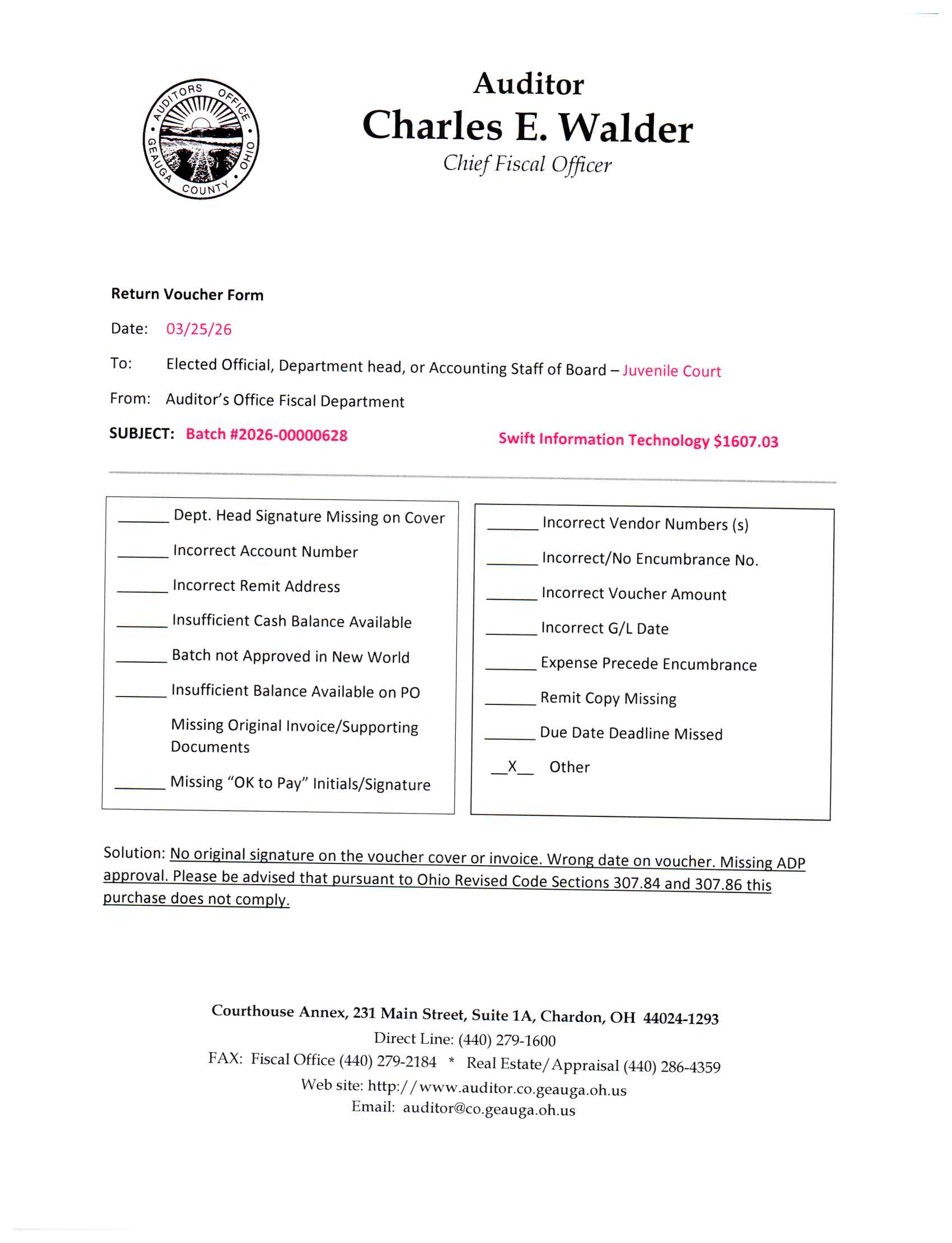 Return Voucher Form