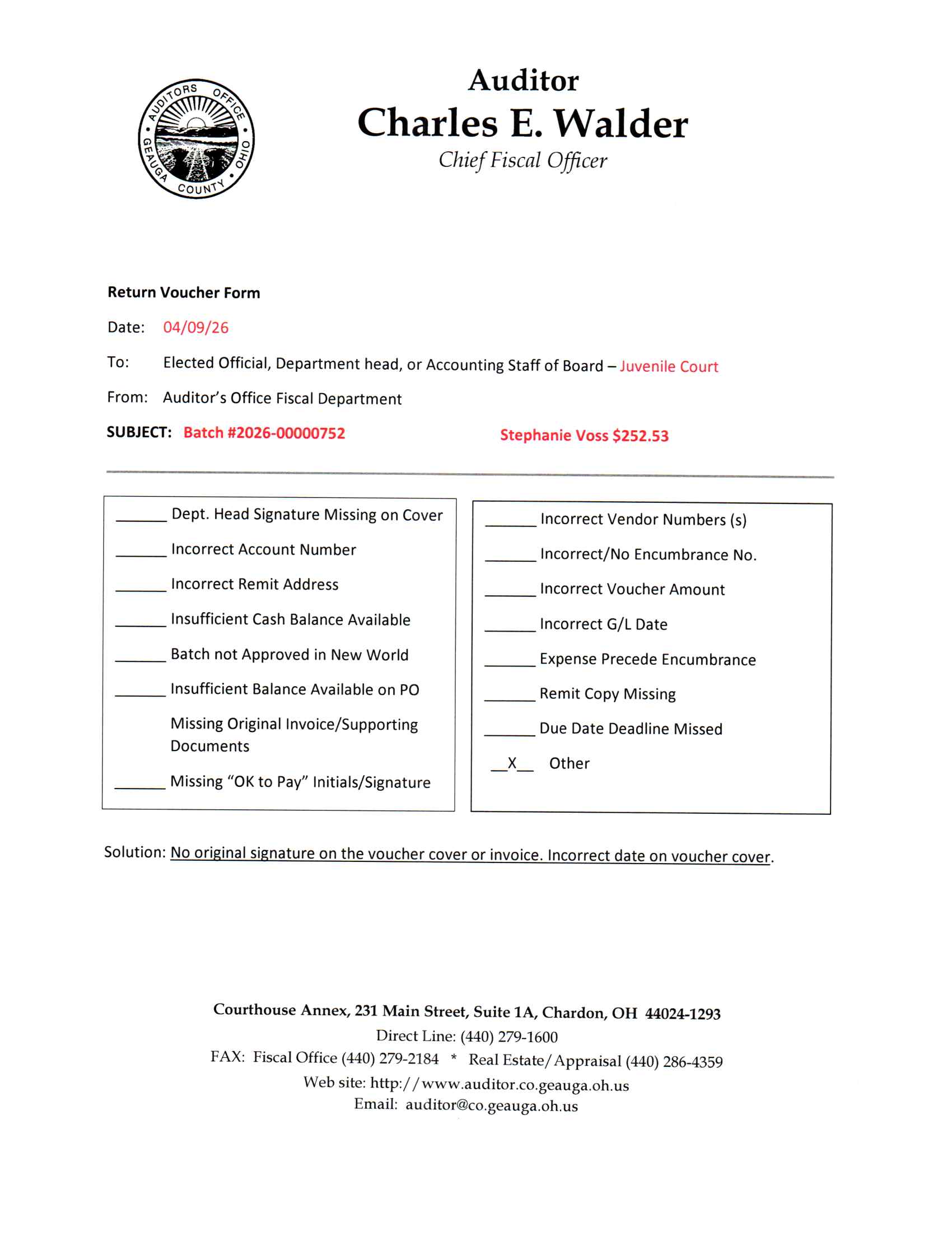 Return Voucher Form