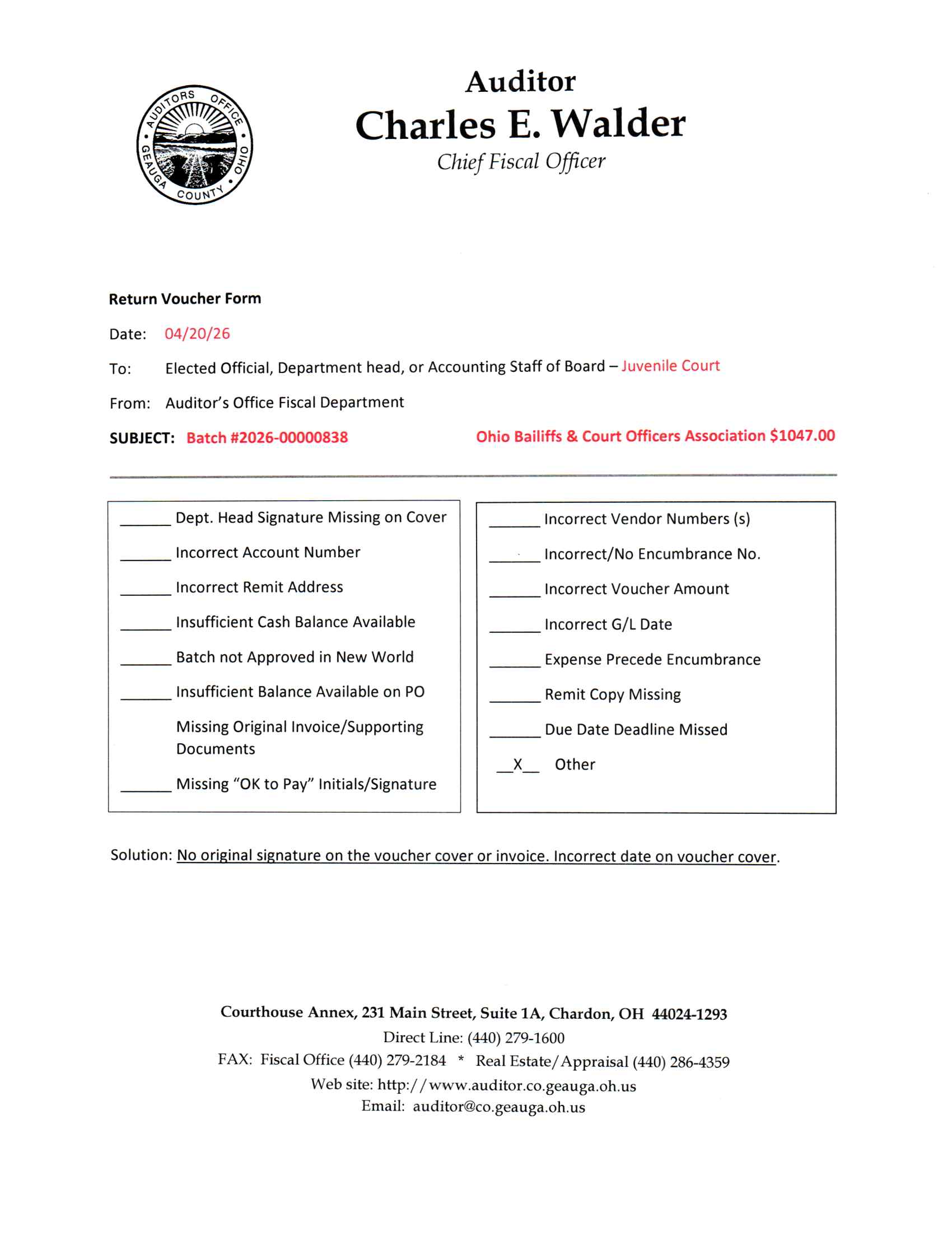 Return Voucher Form