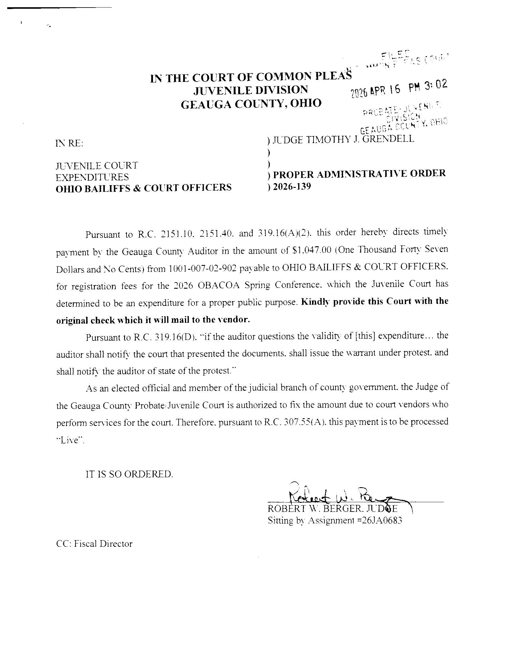 Proper Administrative Order