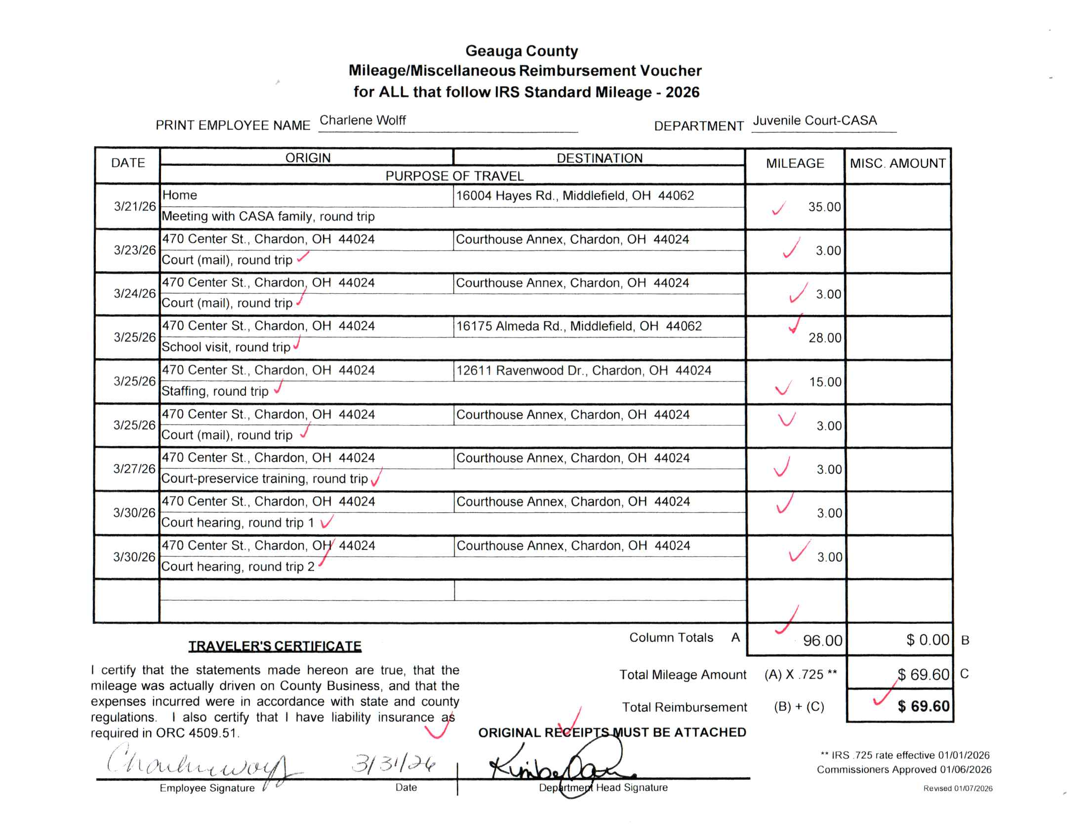 Mileage/Miscellaneous Reimbursement Voucher