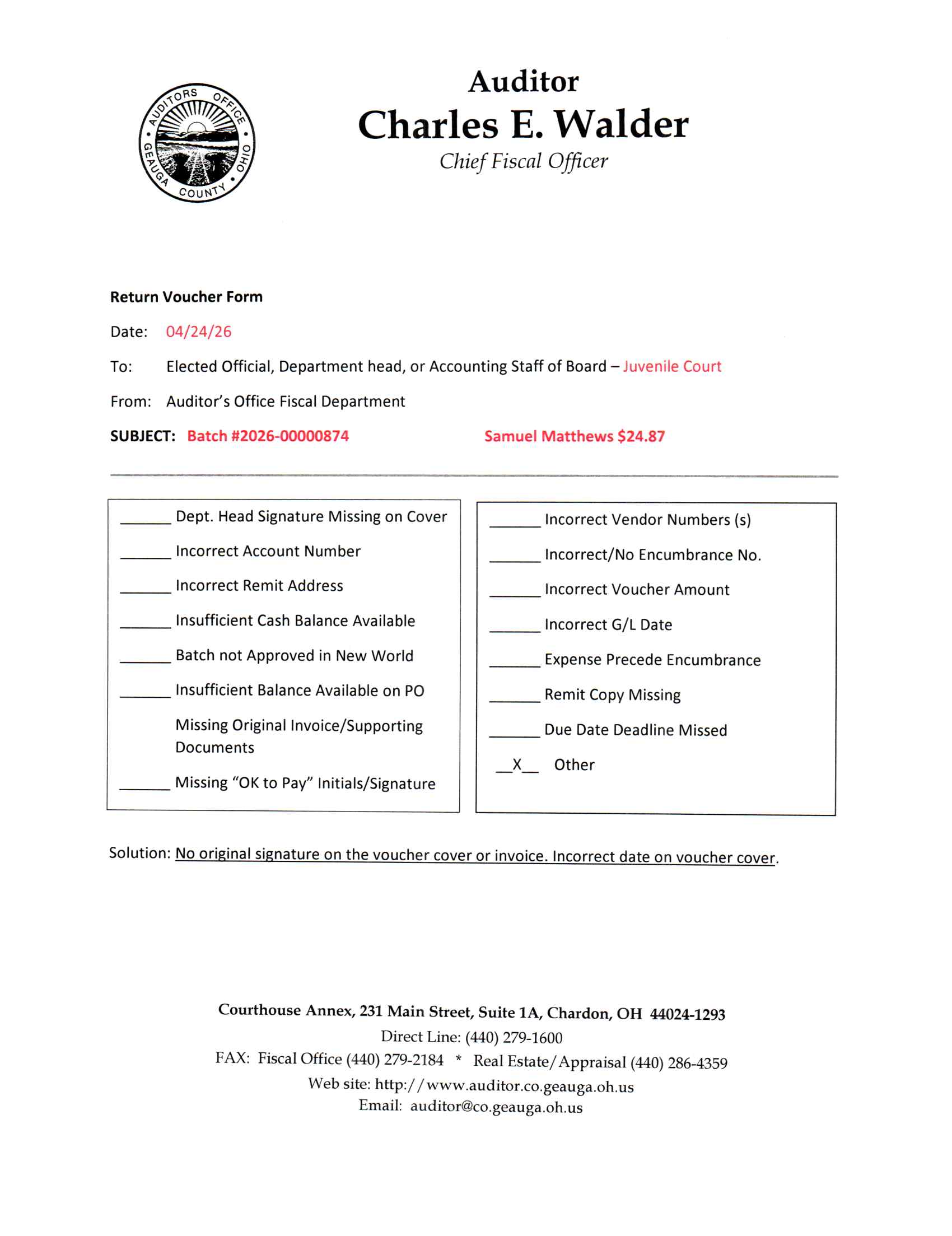 Return Voucher Form