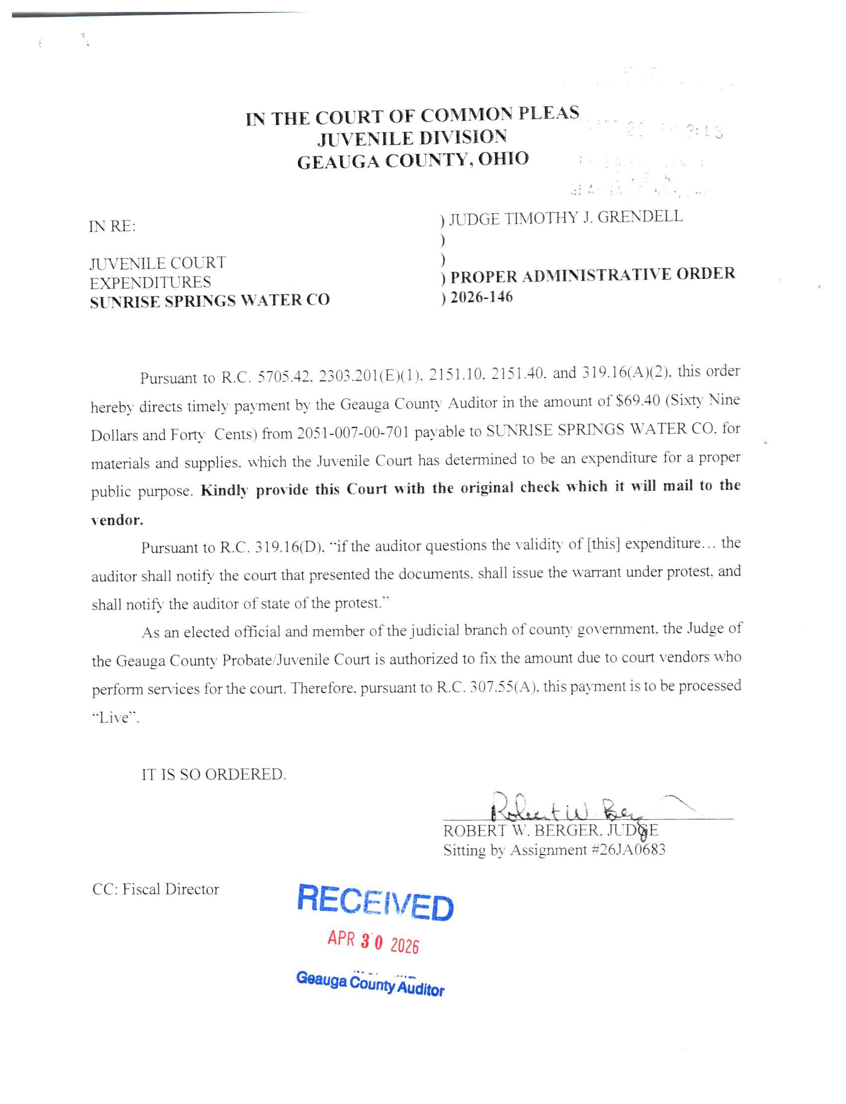Proper Administrative Order