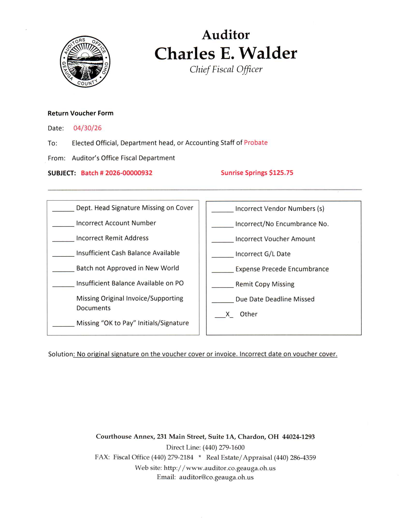 Return Voucher Form